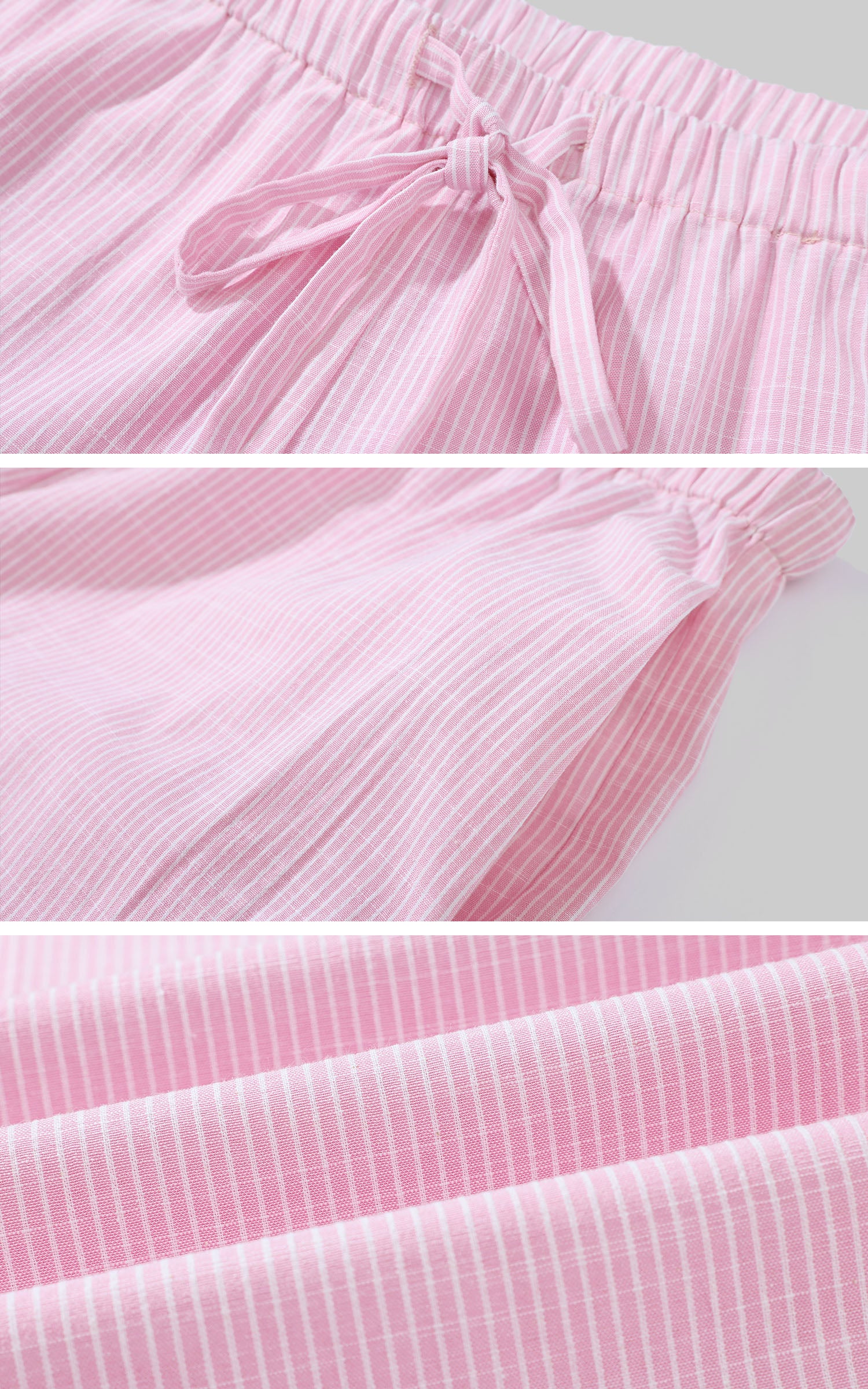 0122stepll ピンクストライプのリラックスワイドレッグパンツ