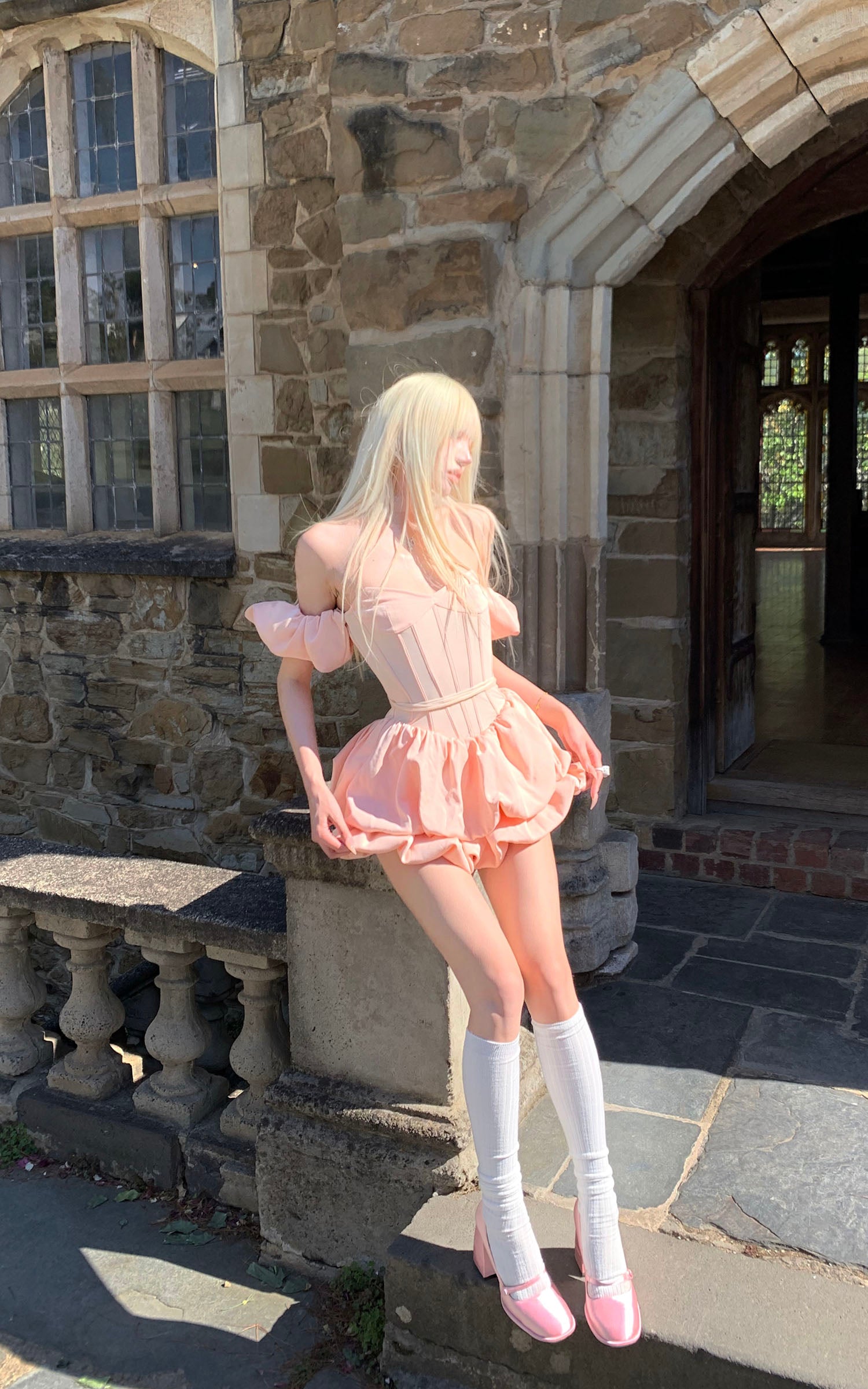 Rase le sol Puff Sleeve Corset Mini Dress - PINKPARKS