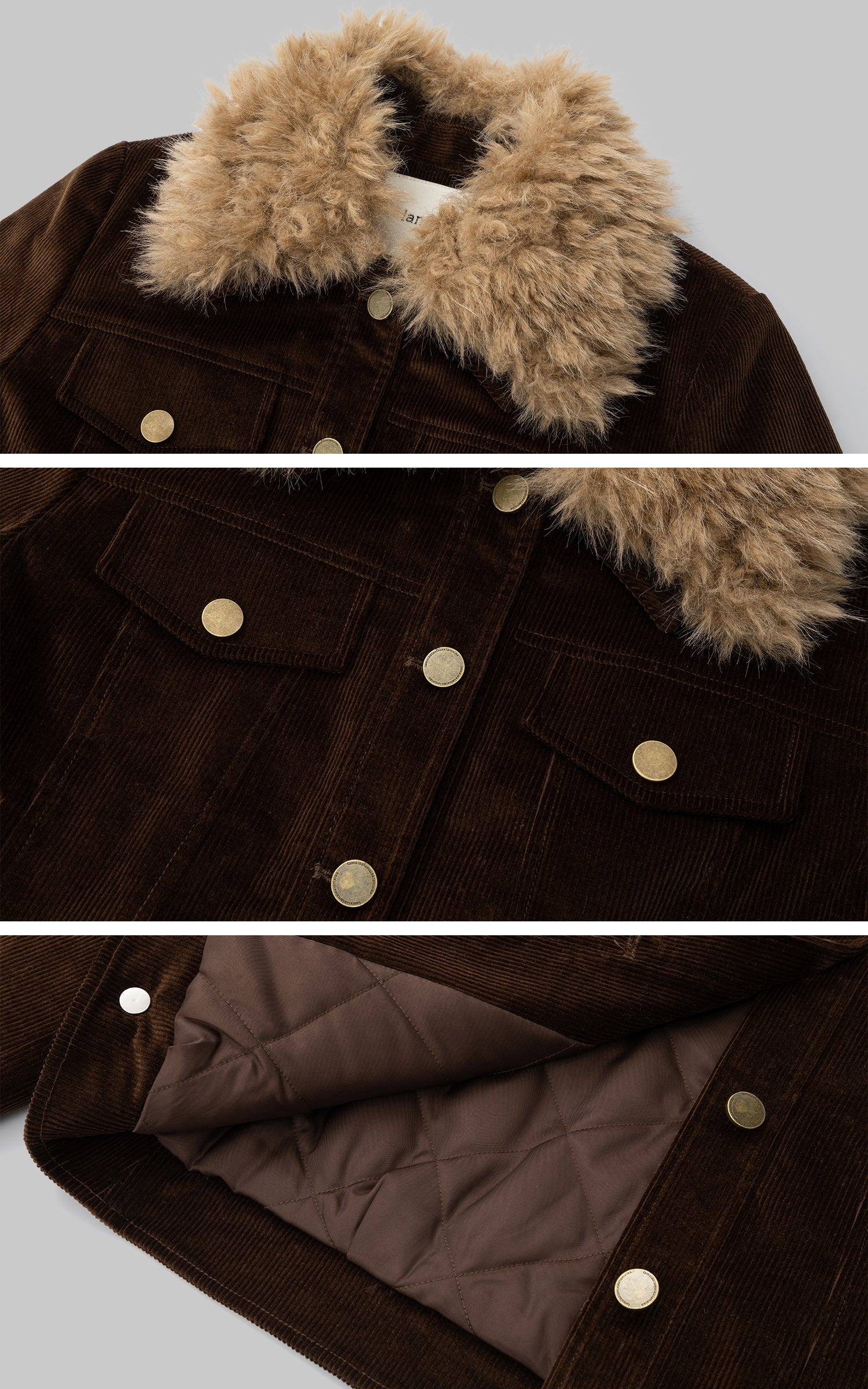 IAMXIAA コーデュロイファー付きジャケット &amp; ミニショーツセット