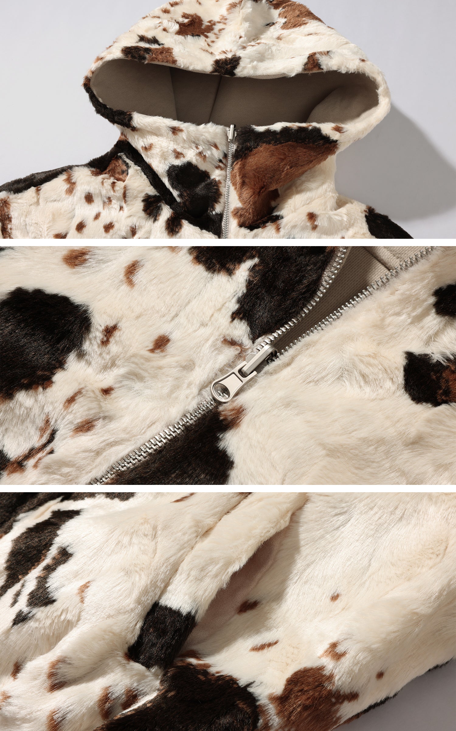 WARDEN EDGE リバーシブルジャケット、スムースニットと牛柄ファー生地使用