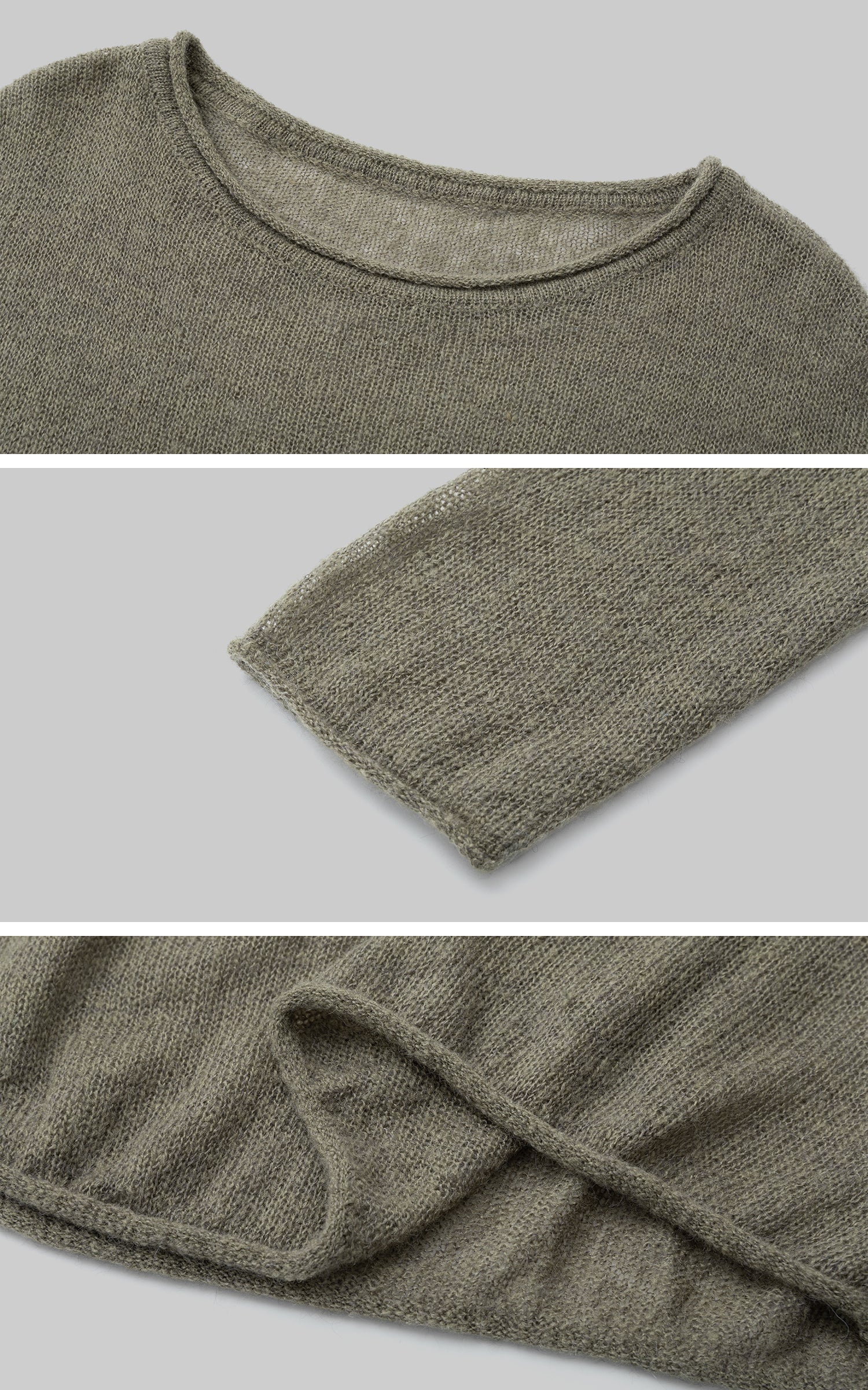 IAMXIAA シアー ルーズフィット ニット ロングスリーブ トップ