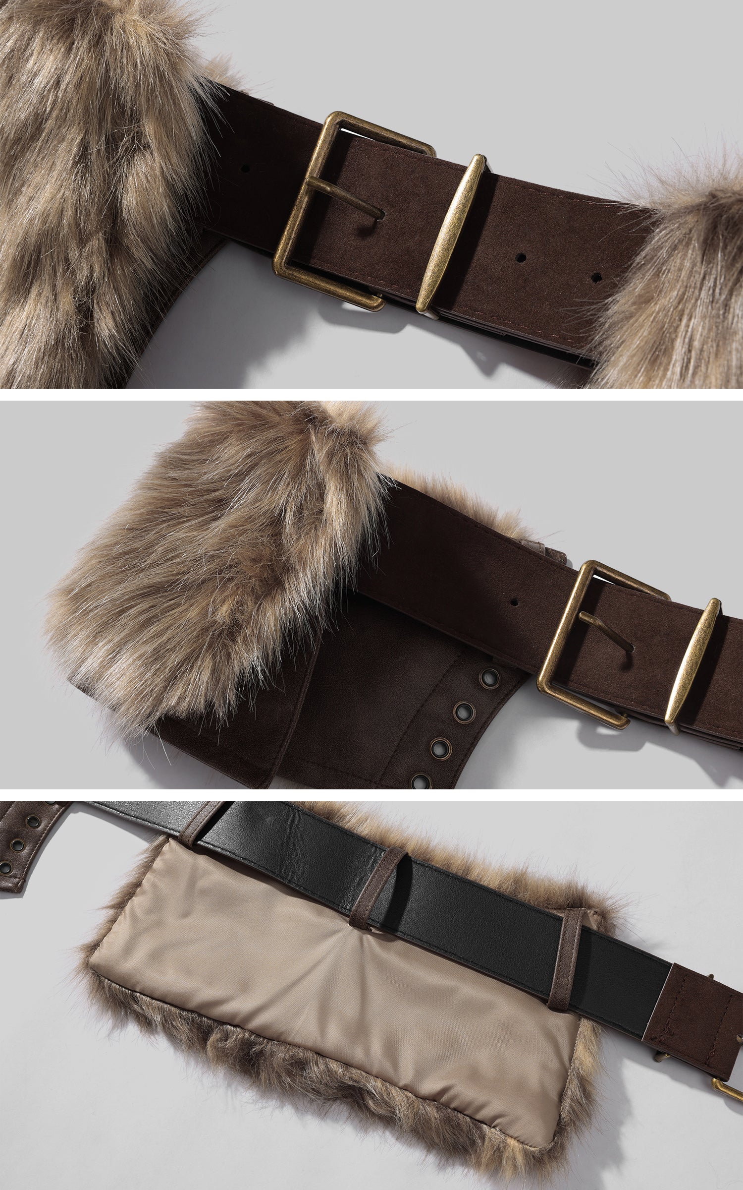 WARDEN EDGE フェイクファーのベルトディテール付きデニムミニスカート