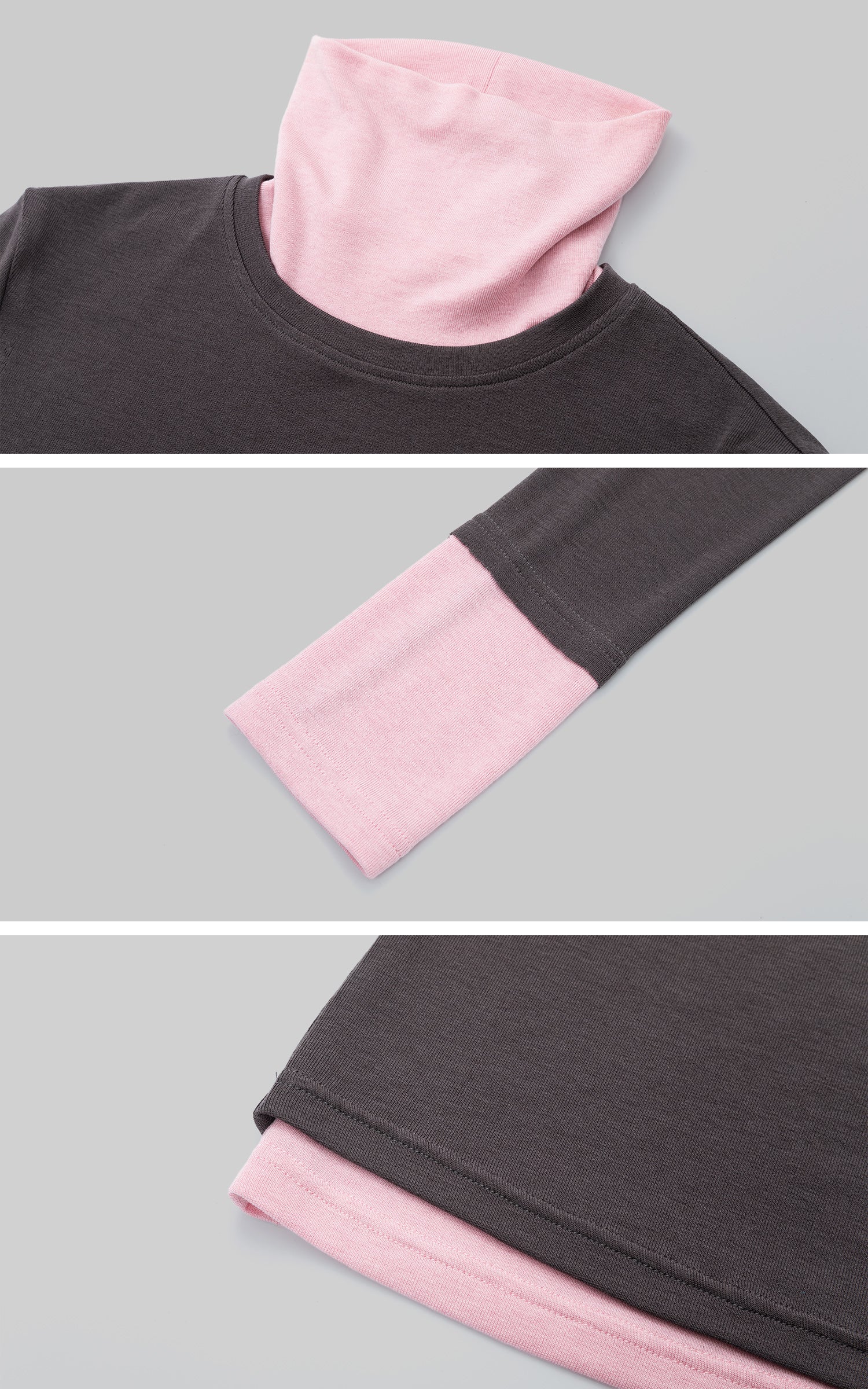 IAMXIAA レイヤードルックフィットニットタートルネックトップ