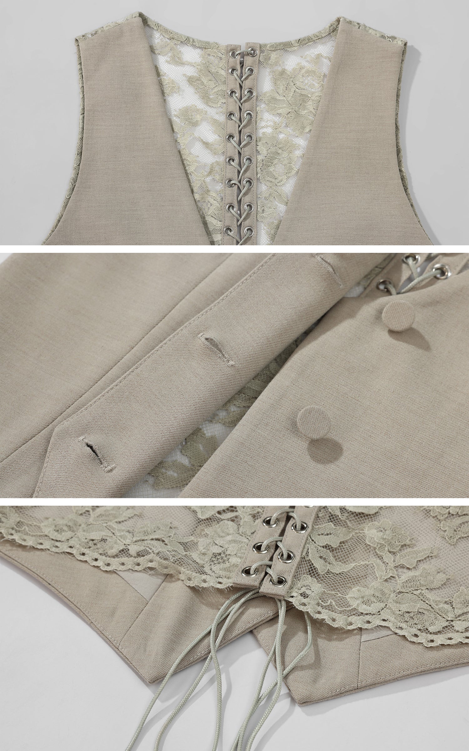 ROVENTE Tailored Vest with Lace Panel Back - PINKPARKS