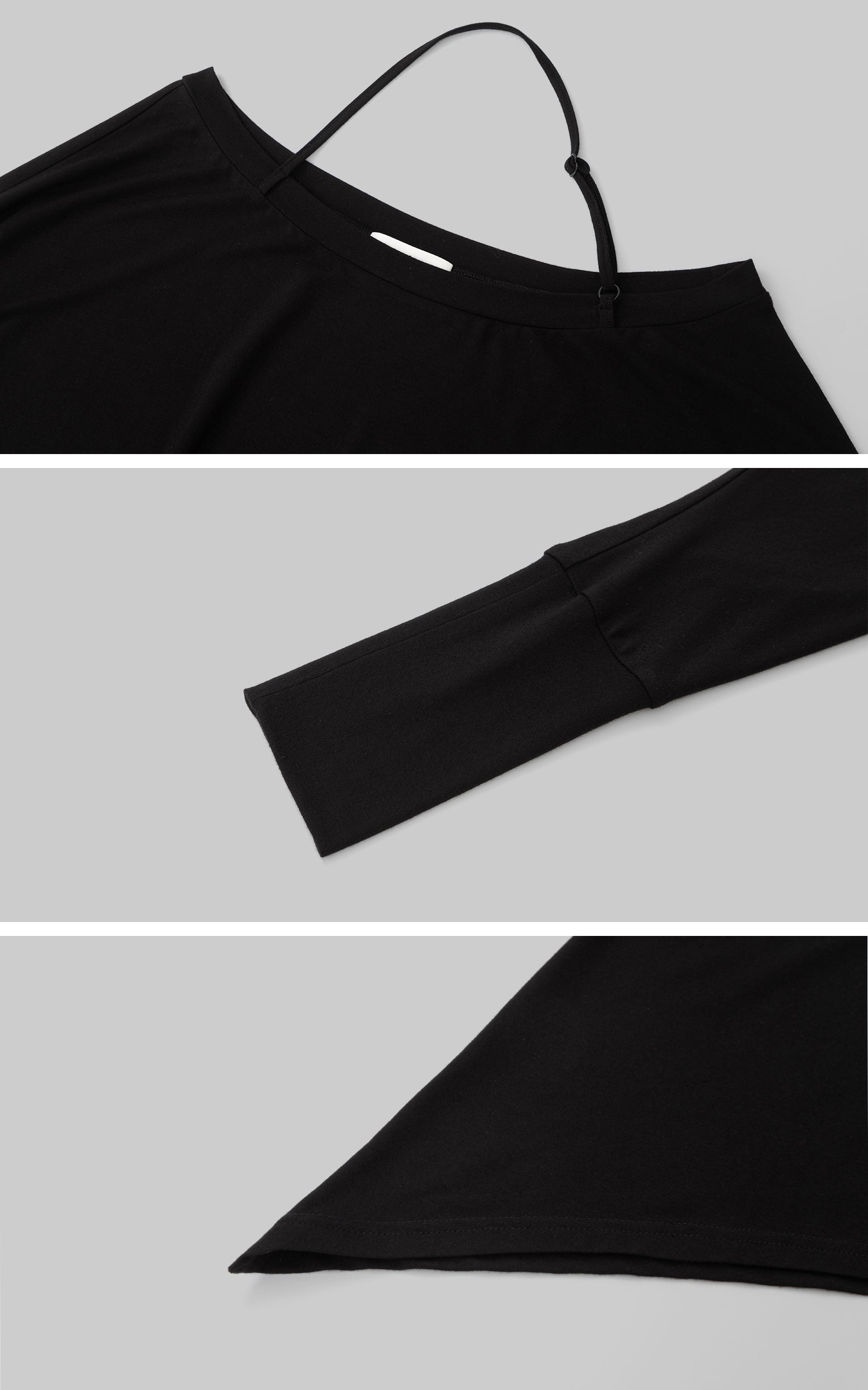 IAMXIAA オフショルダー長袖トップス（調節可能なストラップ付き）