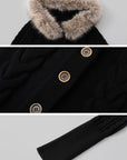 IAMXIAA Faux-Fur Hood Cable Knit Hoodie