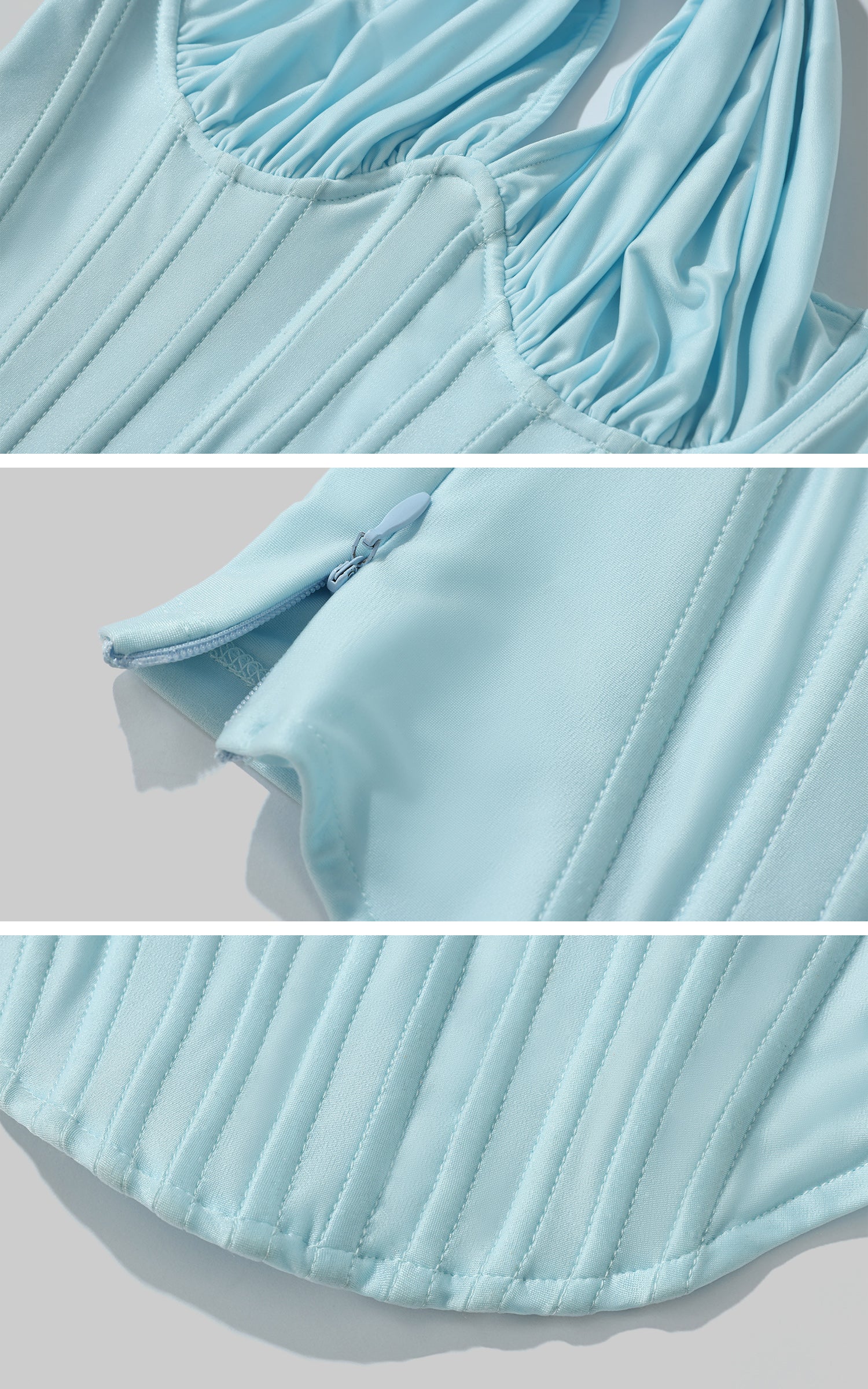 ROVENTE Draped Halterneck Corset Top - PINKPARKS