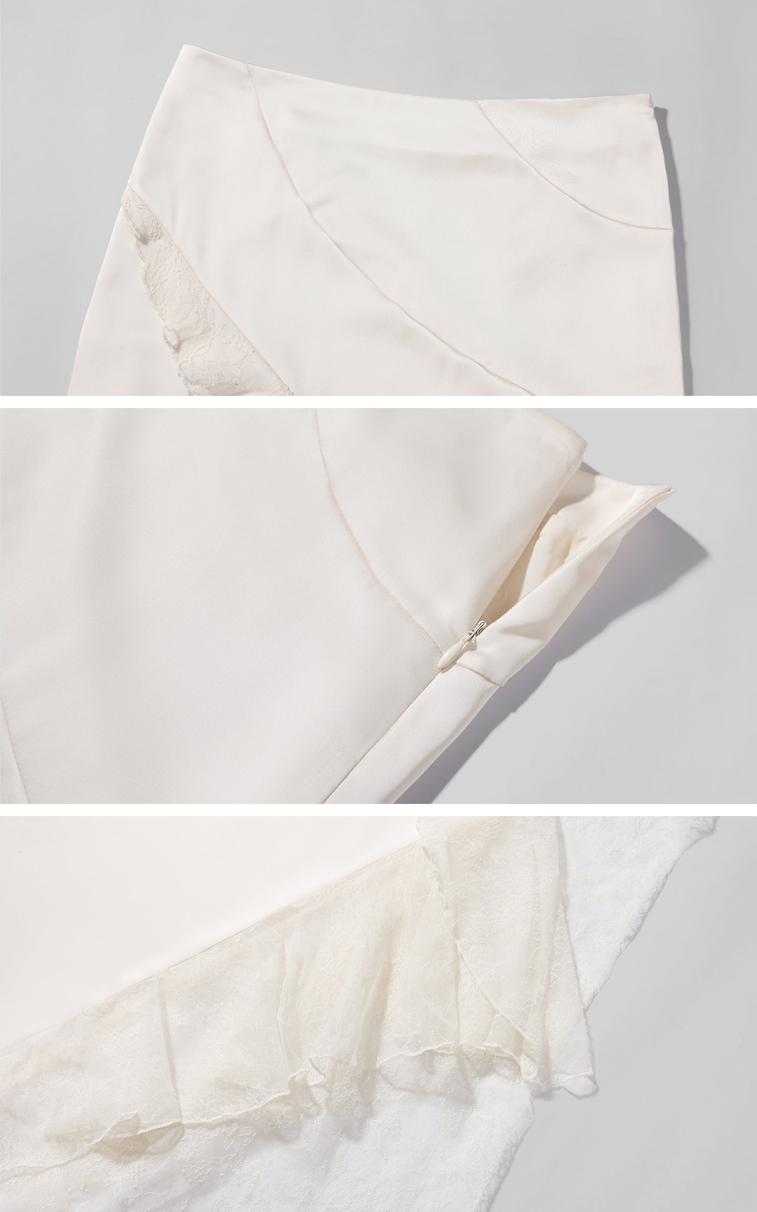 Rase Le Sol Knit Cardigan And Cami Top Two-Piece Set With Asymmetric Lace Midi Skirt