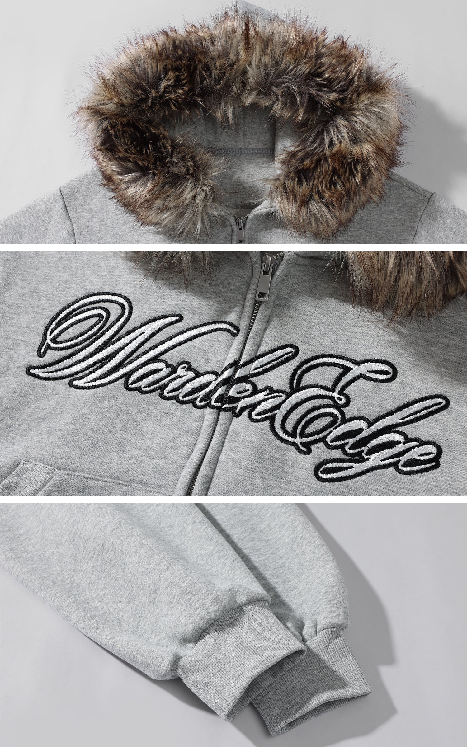 WARDEN EDGE フェイクファー フード付き クロップド フーディ