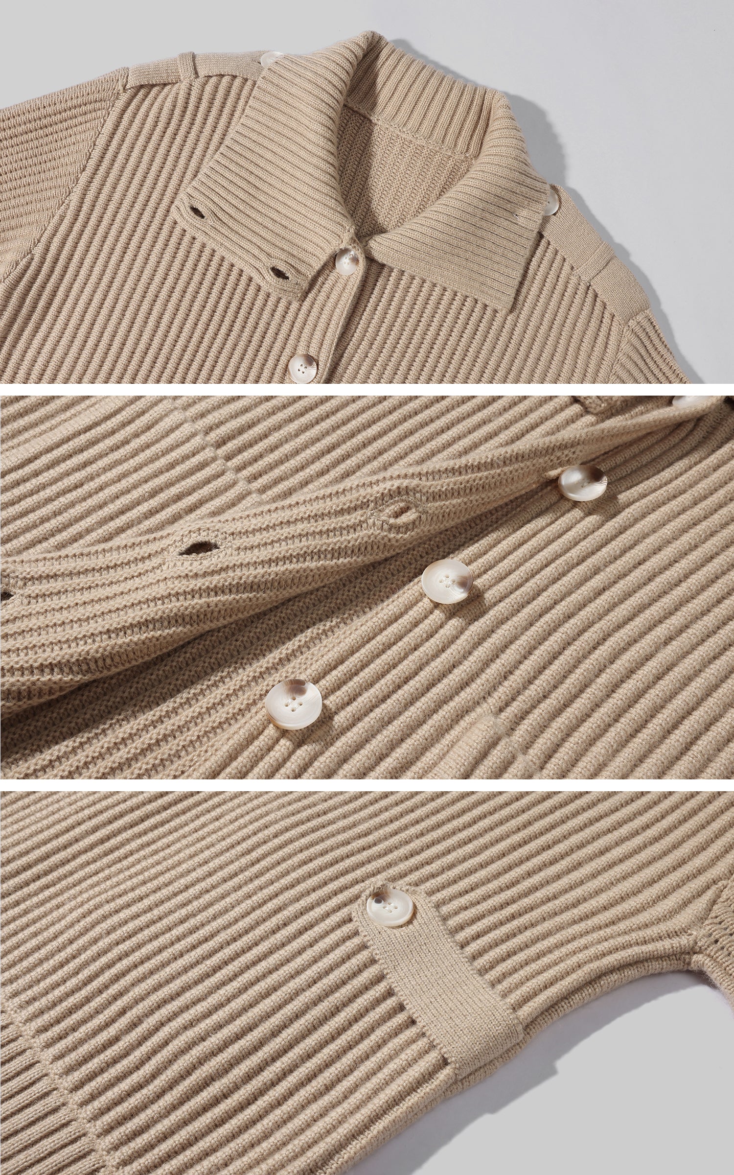 ROVENTE アシンメトリックハイネックリブニットカーディガン