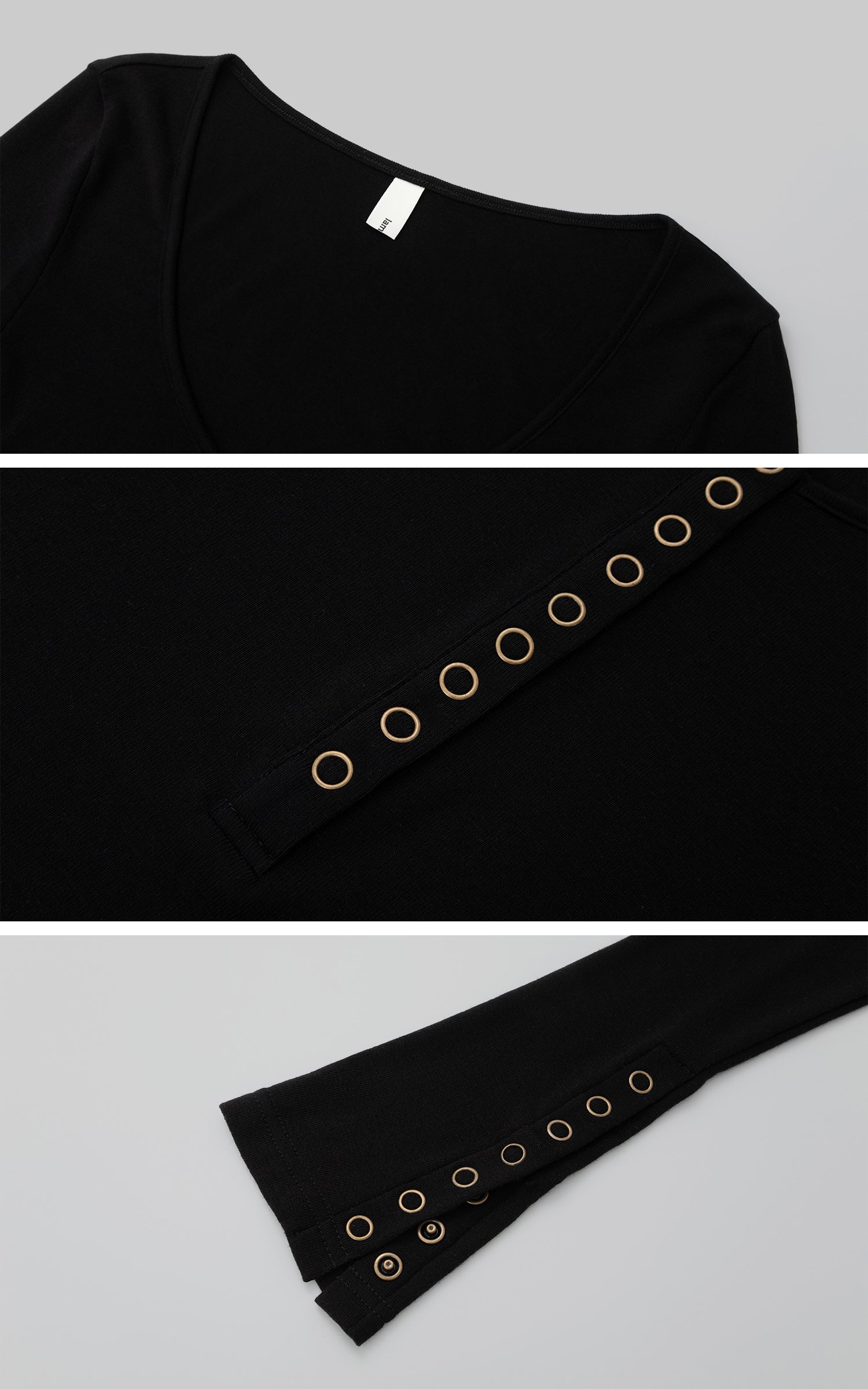 IAMXIAA ハトメディテール フィットニットトップ