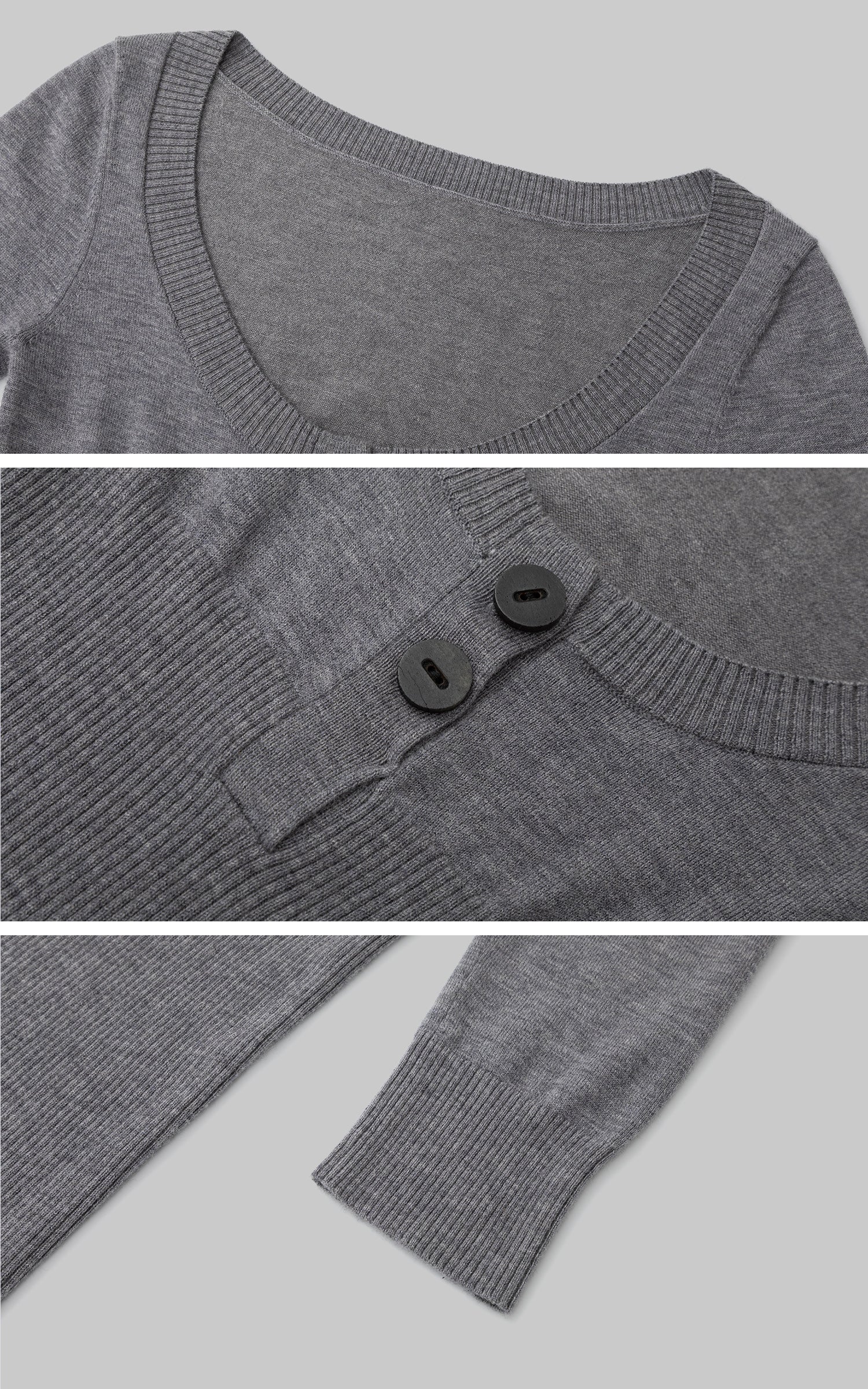 IAMXIAA ボタンディテール付きスcoopネックニットトップ