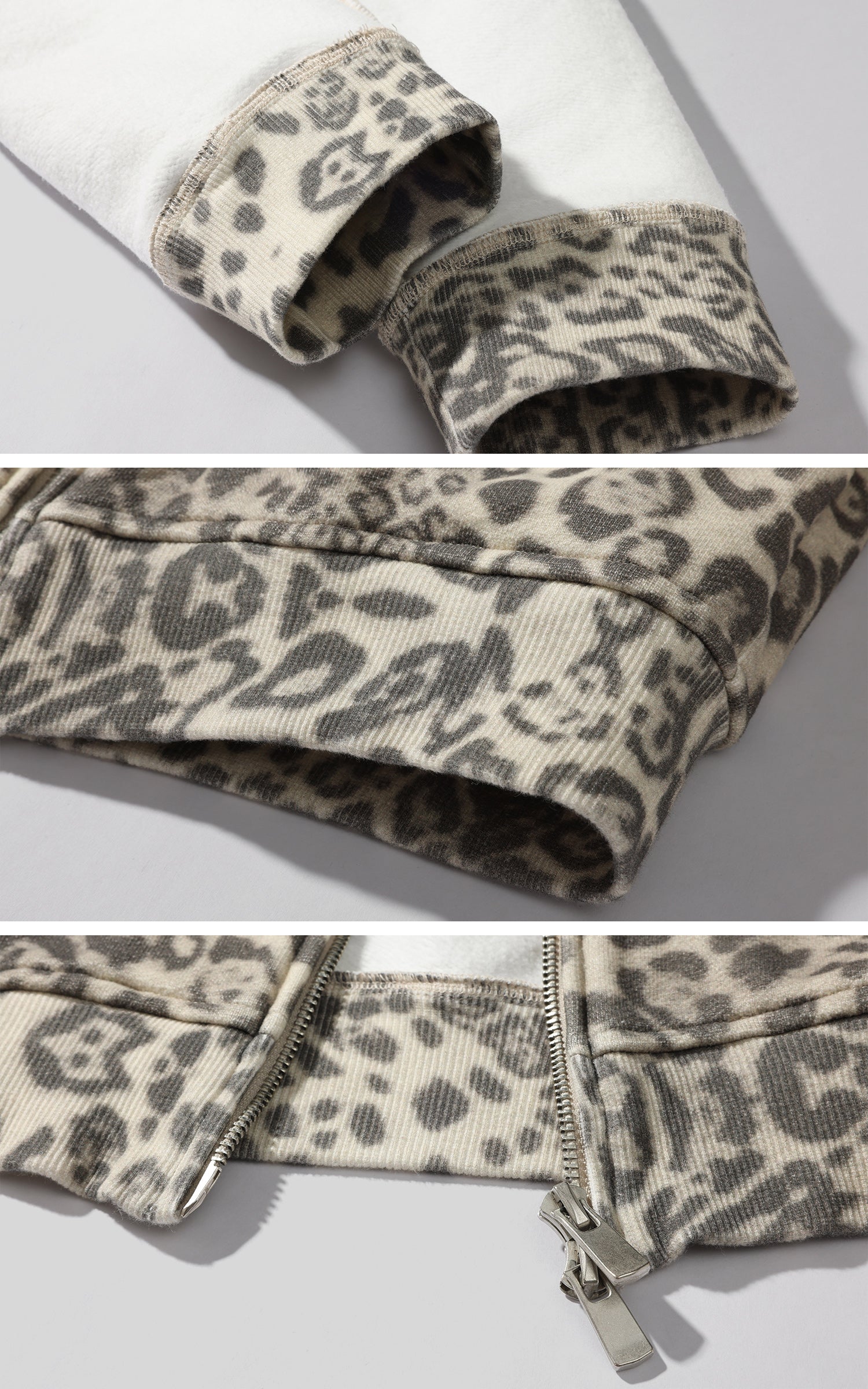 ROVENTE レオパード柄クロップドジップパーカー