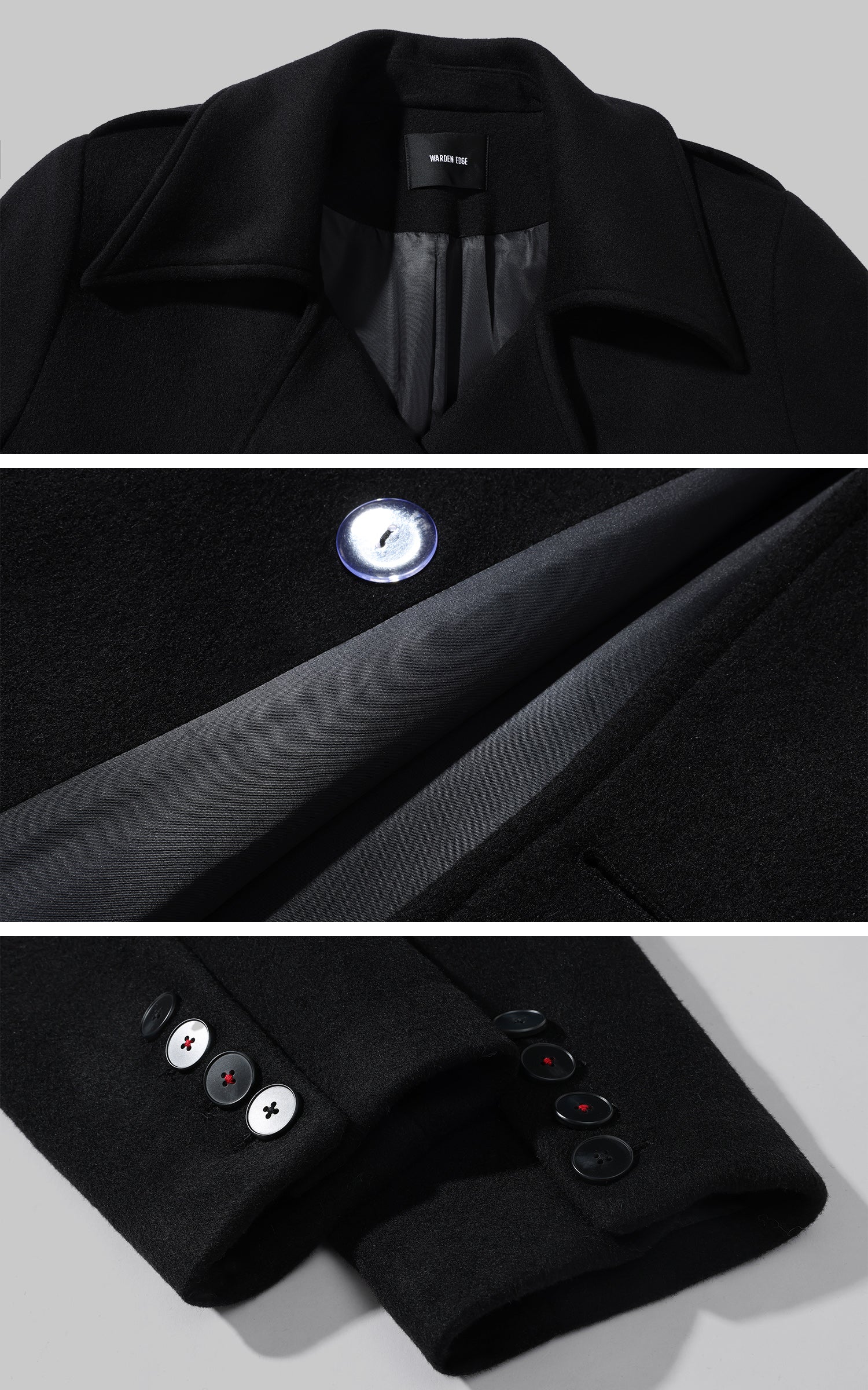 WARDEN EDGE ベルト付きダブルブレストウールコート