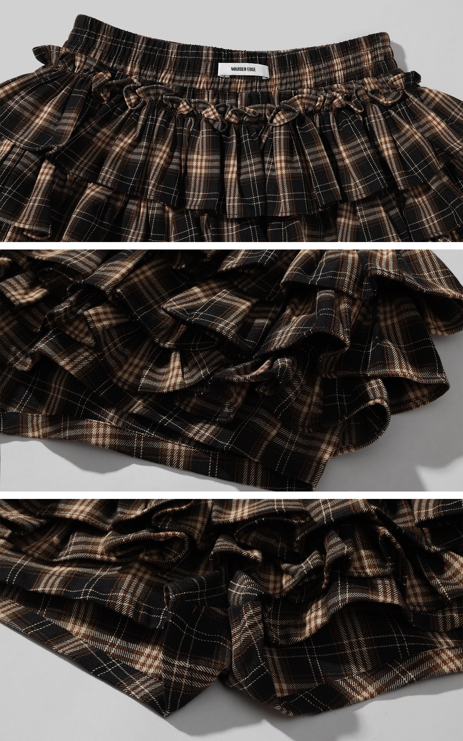 WARDEN EDGE ドローストリング付きレイヤードミニスカート