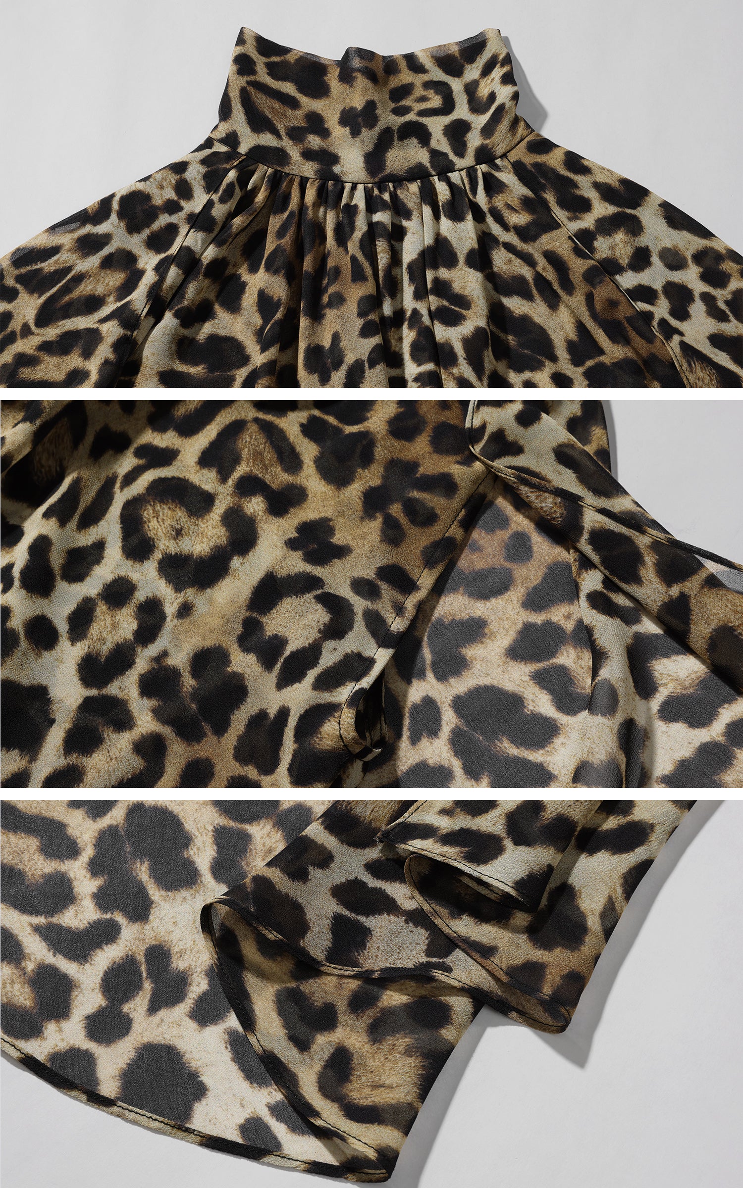 ROVENTE Leopard Chiffon Cape Top