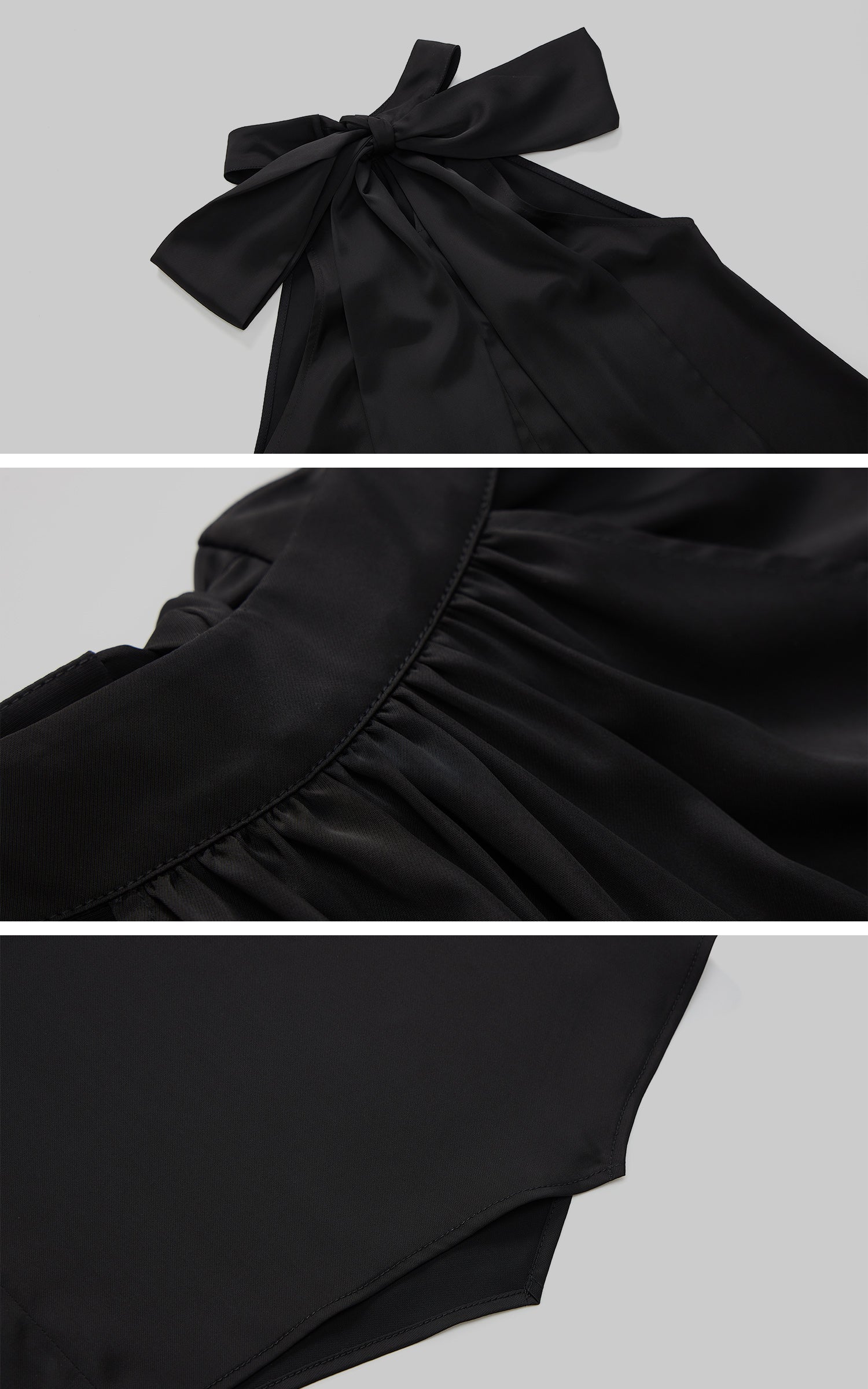 IAMXIAA シフォンホルタートップ・リボン＆バックレスデザイン