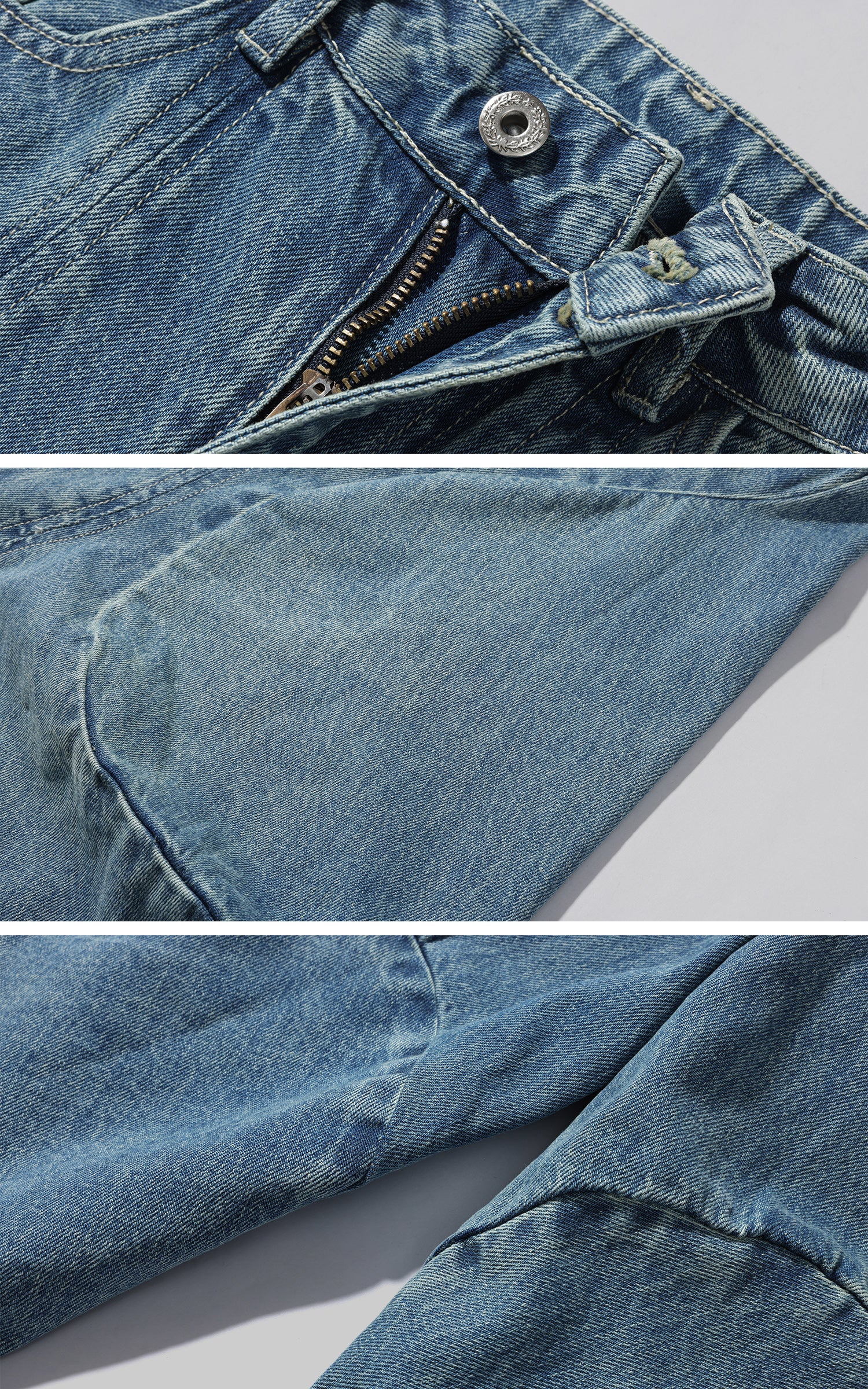 WARDEN EDGE ワイドレッグカーブパネルデニムパンツ