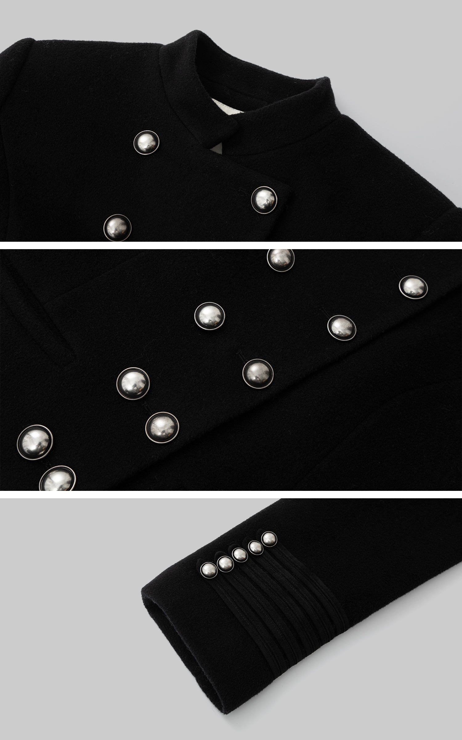 IAMXIAA スカルプトフィットとメタルボタンディテール付きダブルブレストウールジャケット