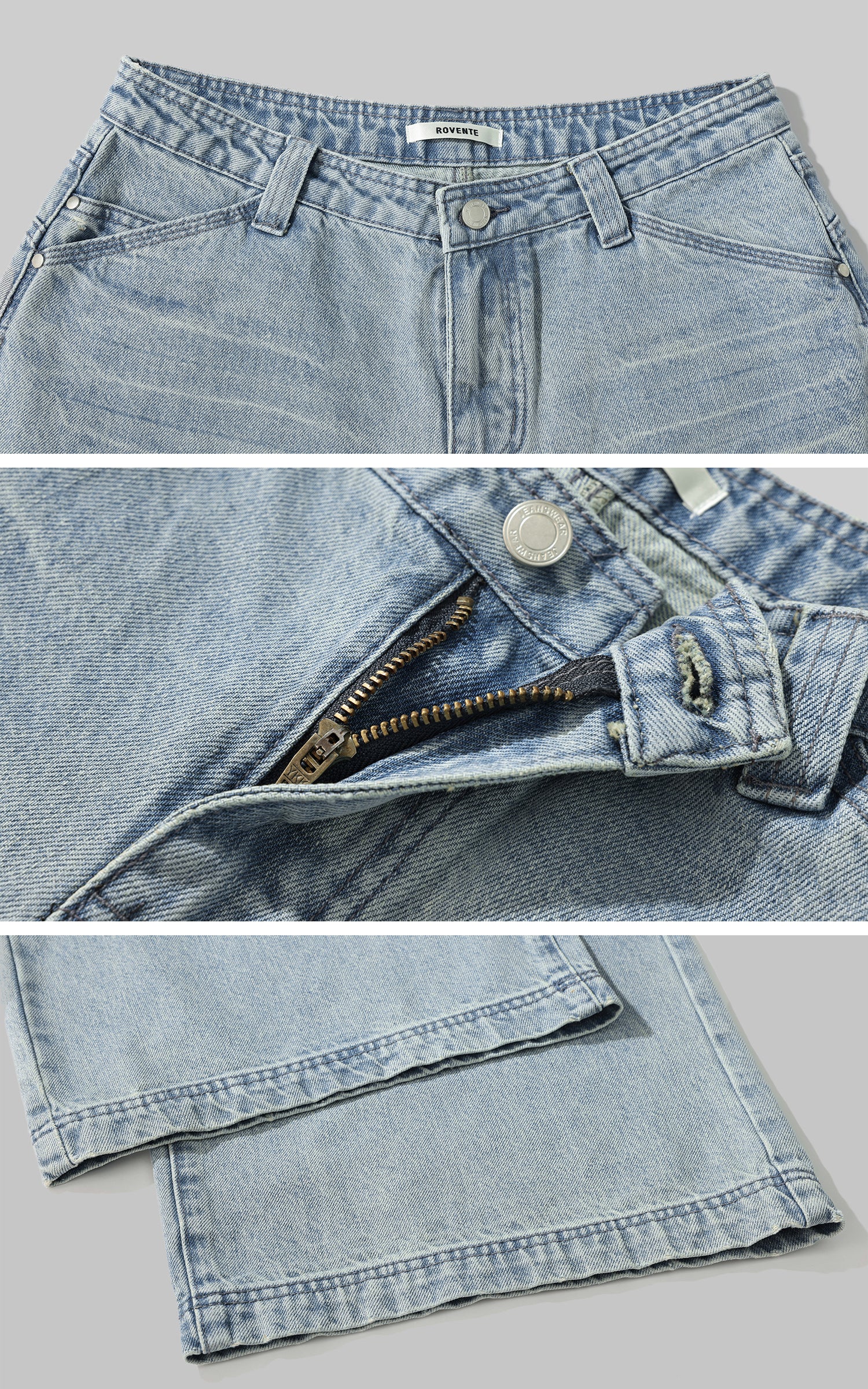 ROVENTE Low Rise Wide-Leg Distressed Jeans - PINKPARKS