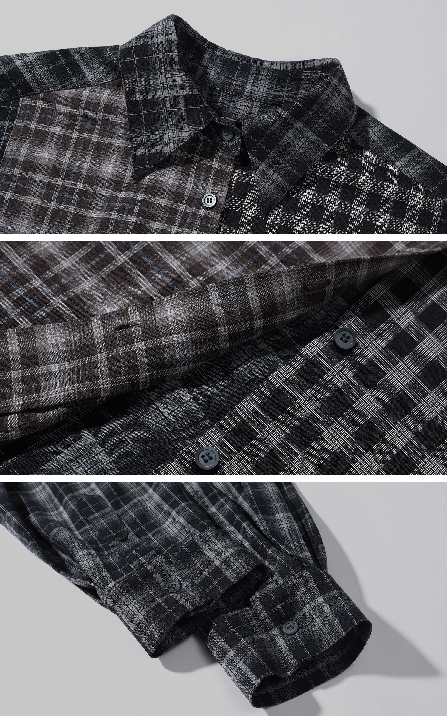 パッチワークチェック リラックスフィットシャツ