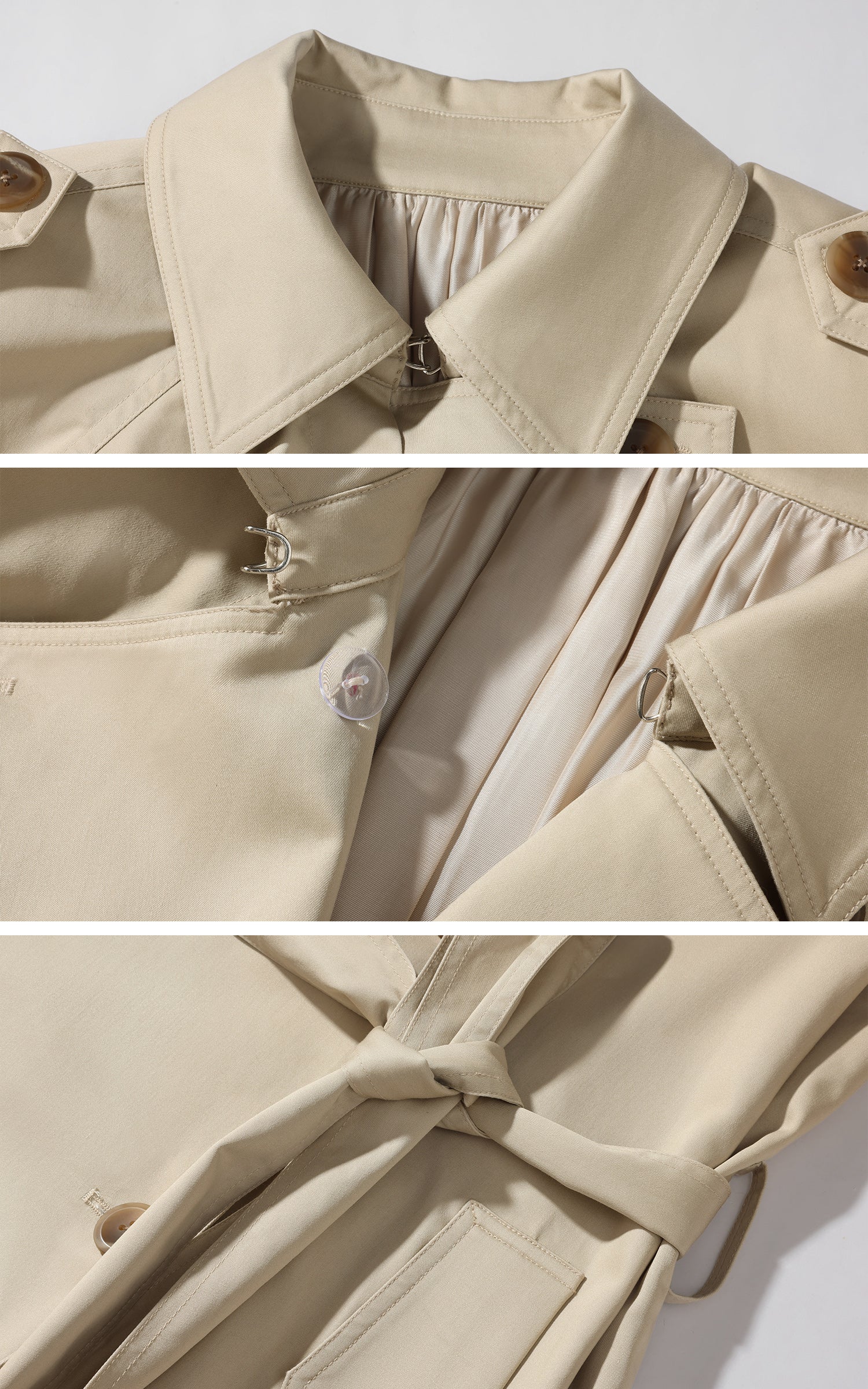 ROVENTE ベルト付きダブルブレストトレンチコート