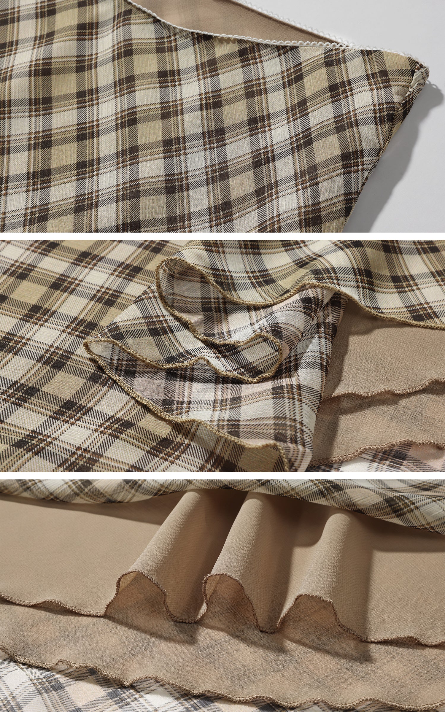 ROVENTE Plaid Sheer Cami Top and Flowy Midi Skirt Matching Set - PINKPARKS