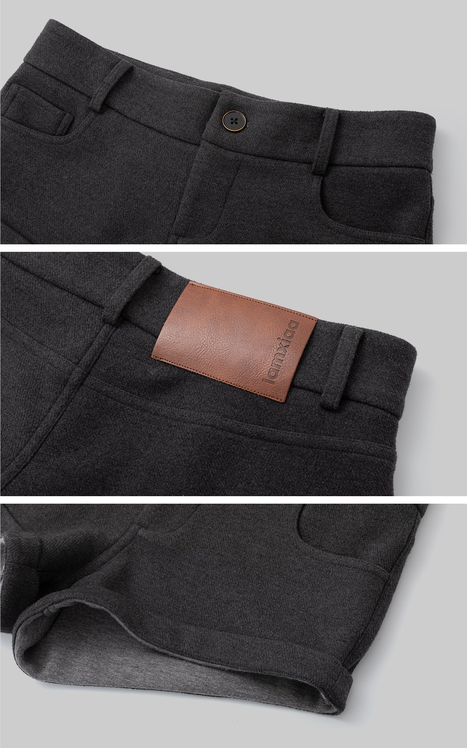 IAMXIAA ターンアップヘム付きウール混ミニショーツ