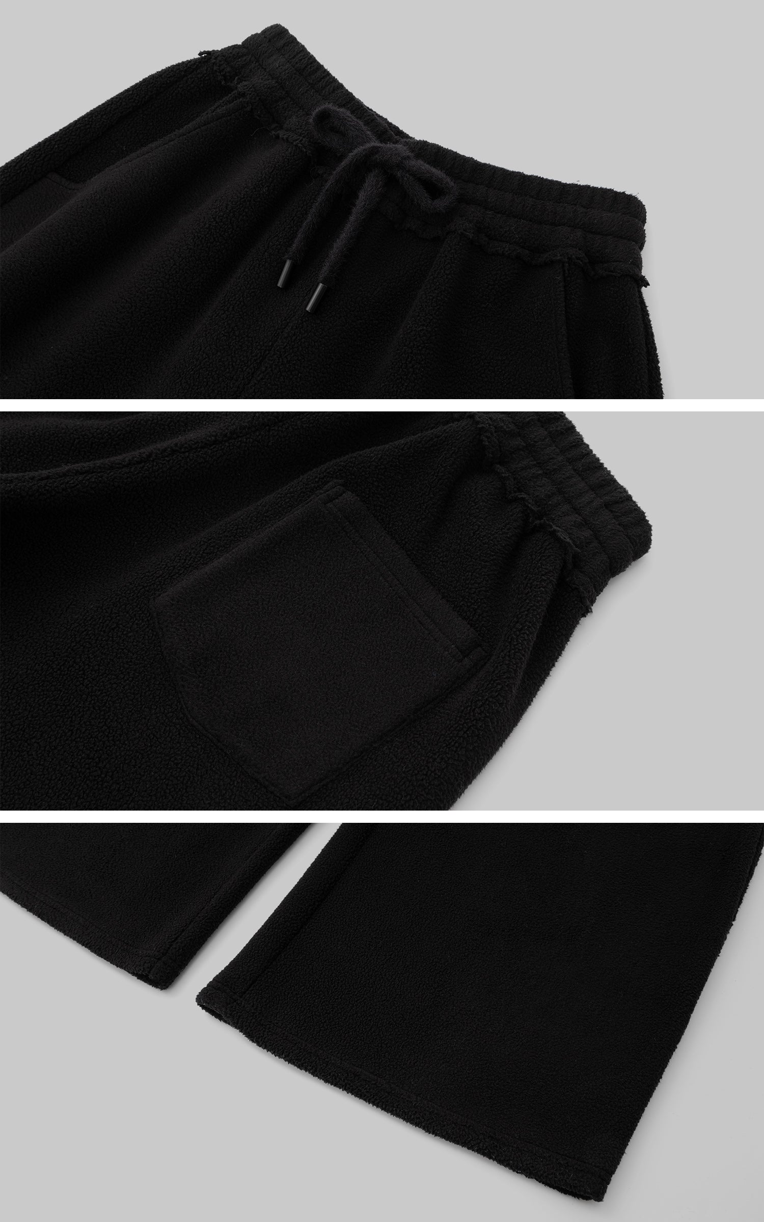 IAMXIAA ドローストリングウエスト付きフリースワイドレッグスウェットパンツ