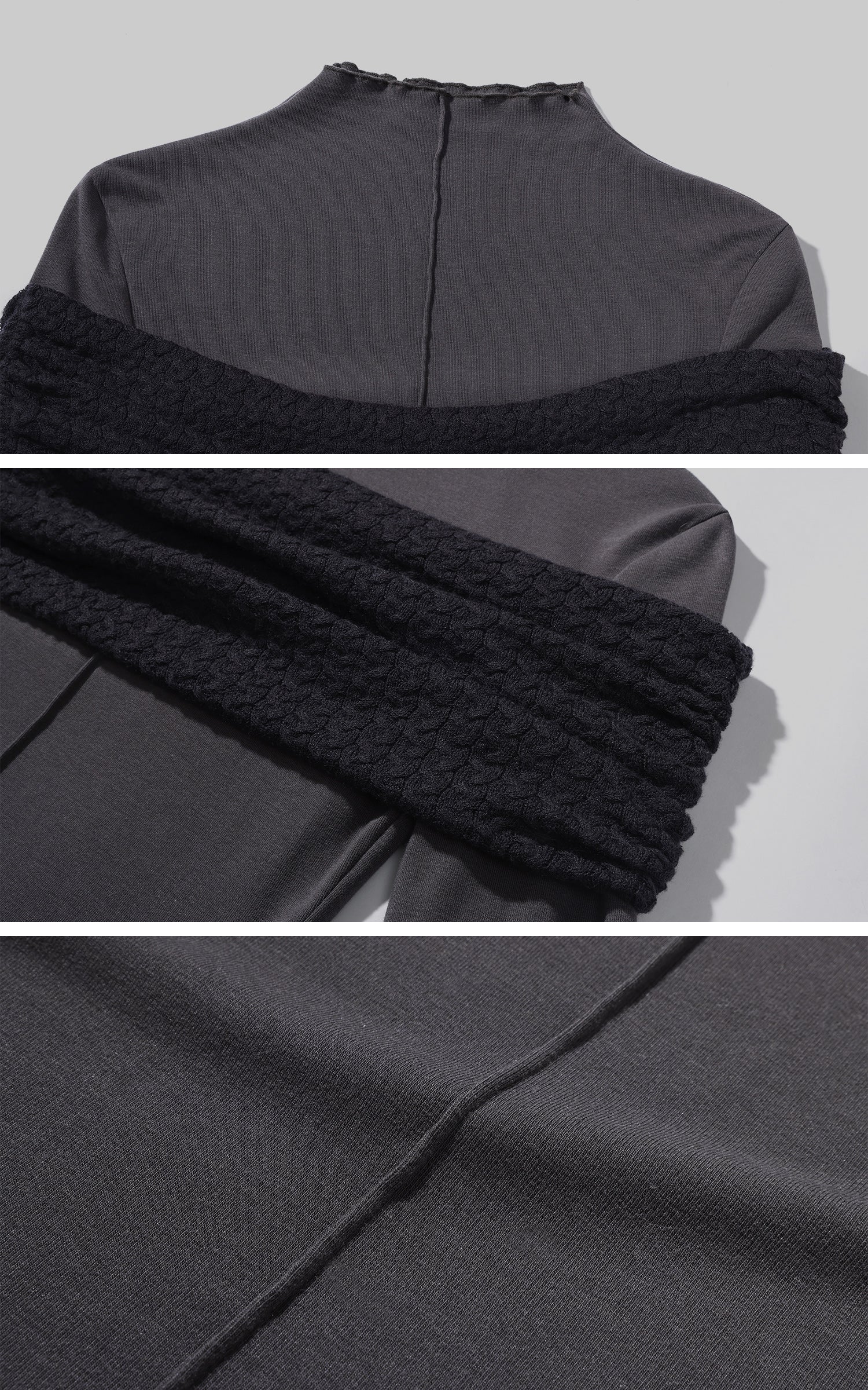 Rase le sol ドレープウールテクスチャーバンド付きフィットニットトップ