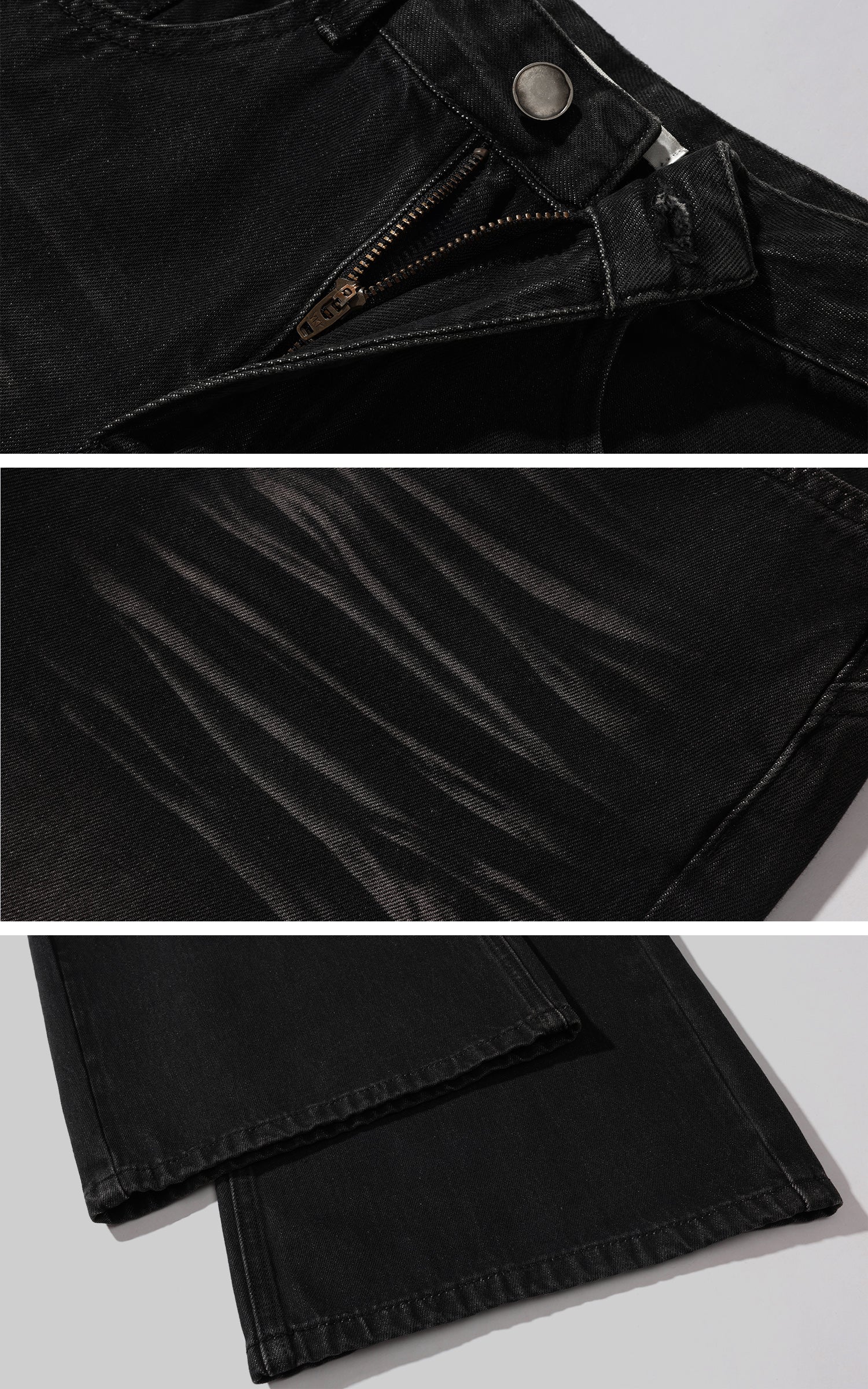 ROVENTE ウォッシュドブラックワイドレッグデニムパンツ