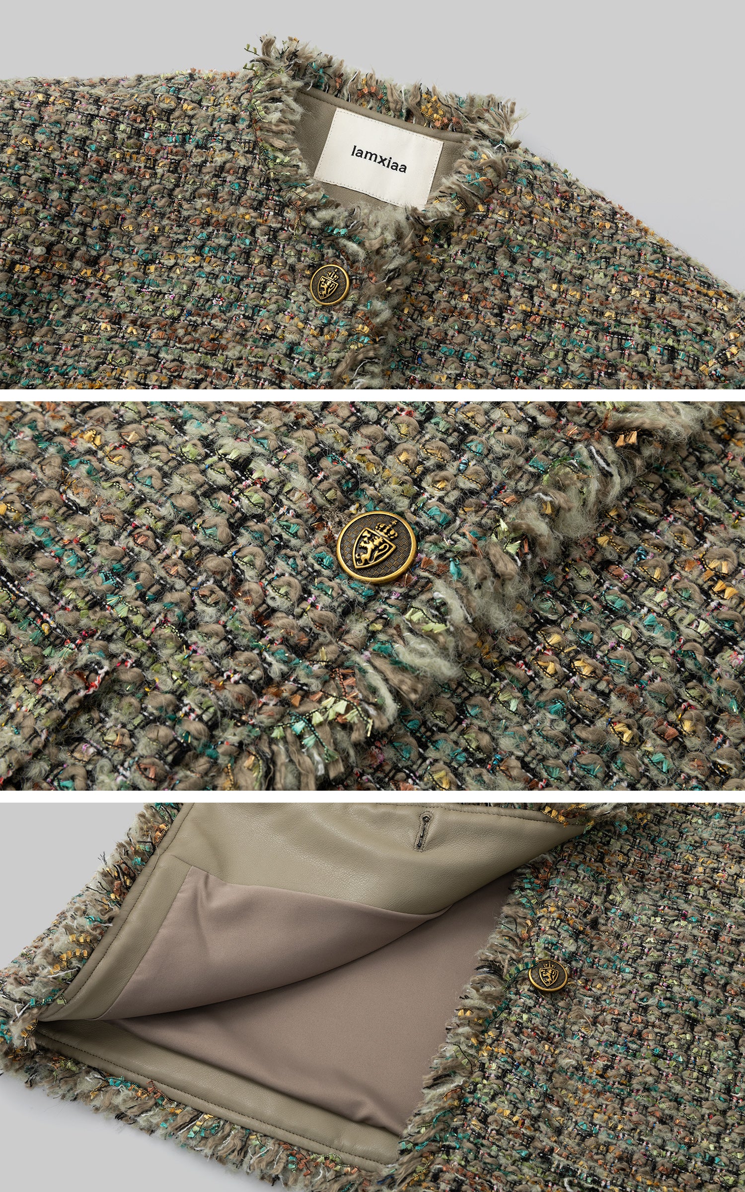 IAMXIAA テクスチャードツイードジャケットとスカートセット