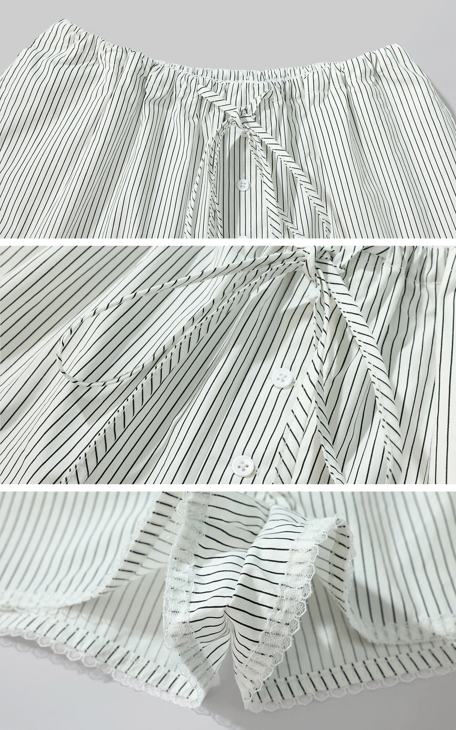 ROVENTE Striped Cotton Three-Piece Lounge Set - PINKPARKS