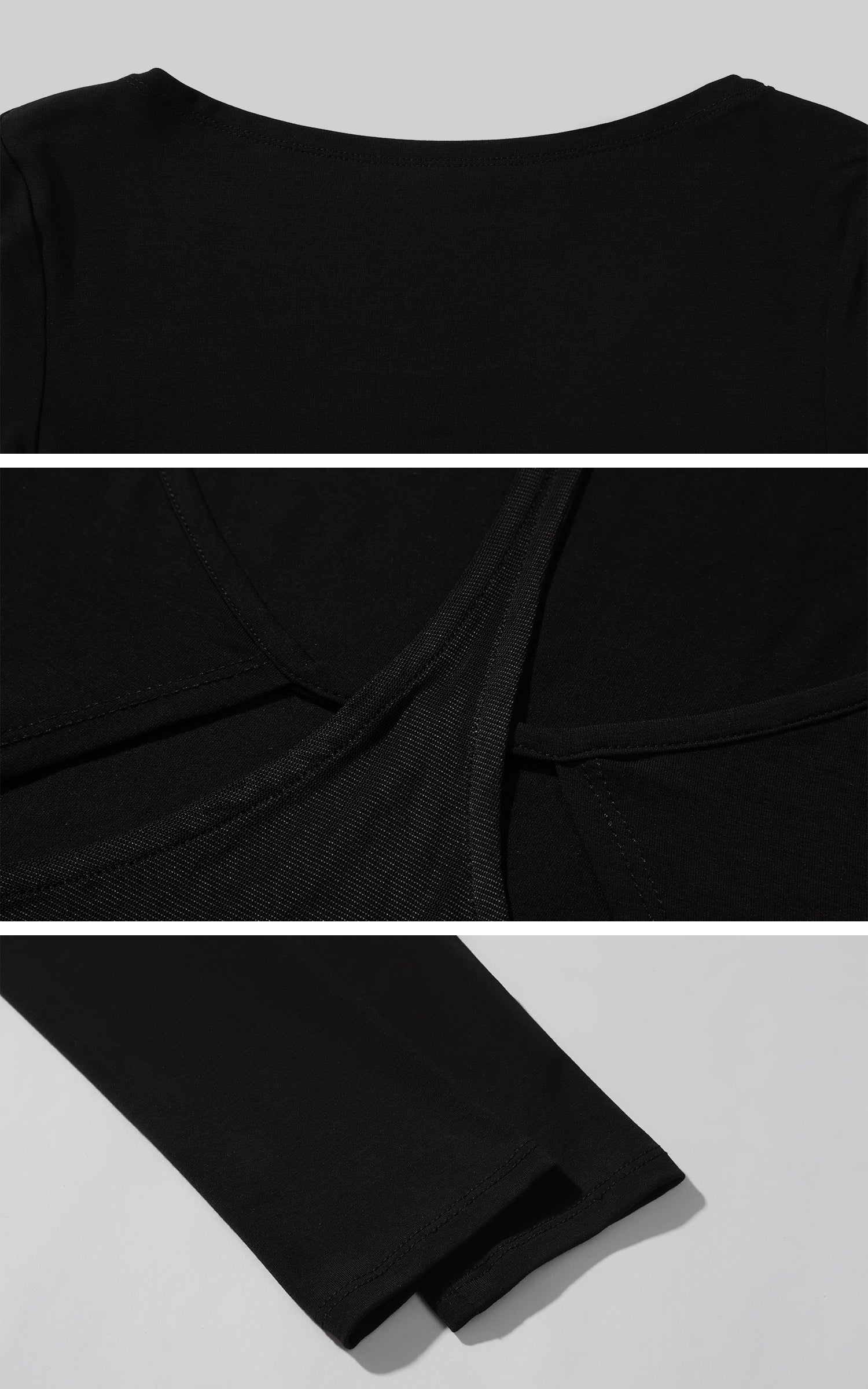 ROVENTE Backless Mesh Panel Long Sleeve Top