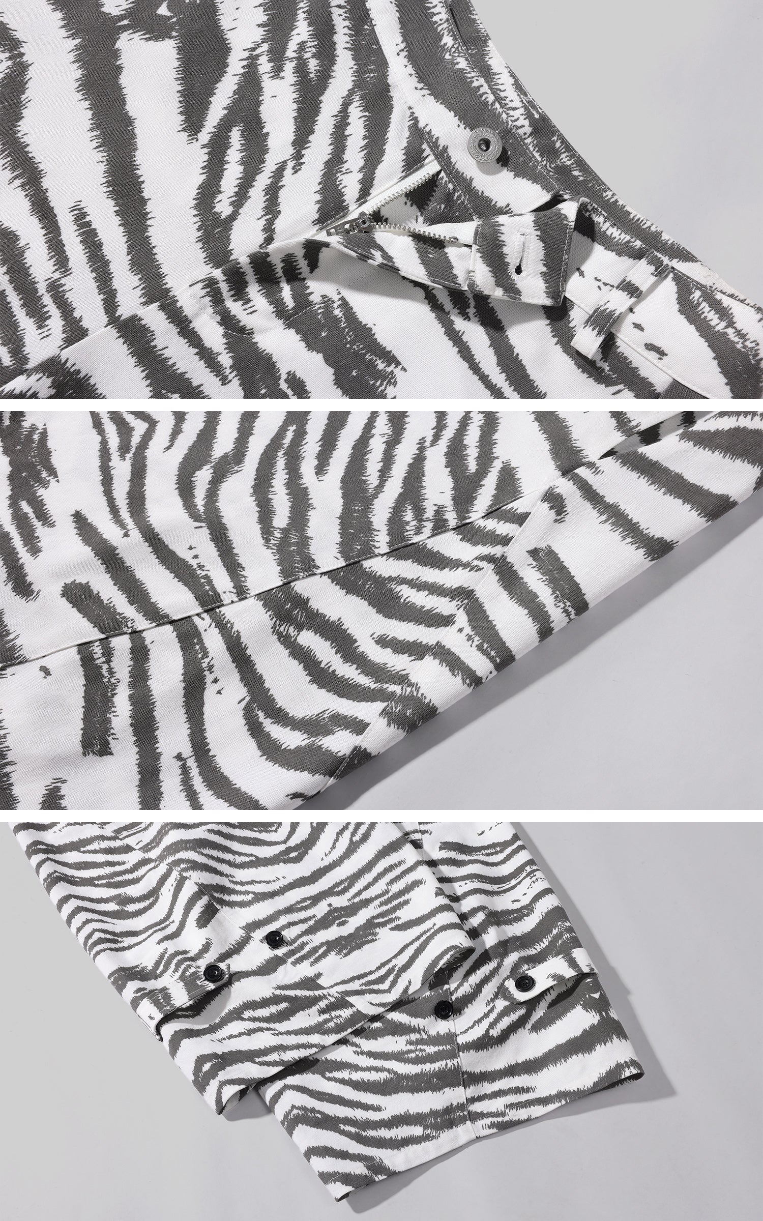 WARDEN EDGE ホワイトゼブラパターンワイドレッグトラウザーズ