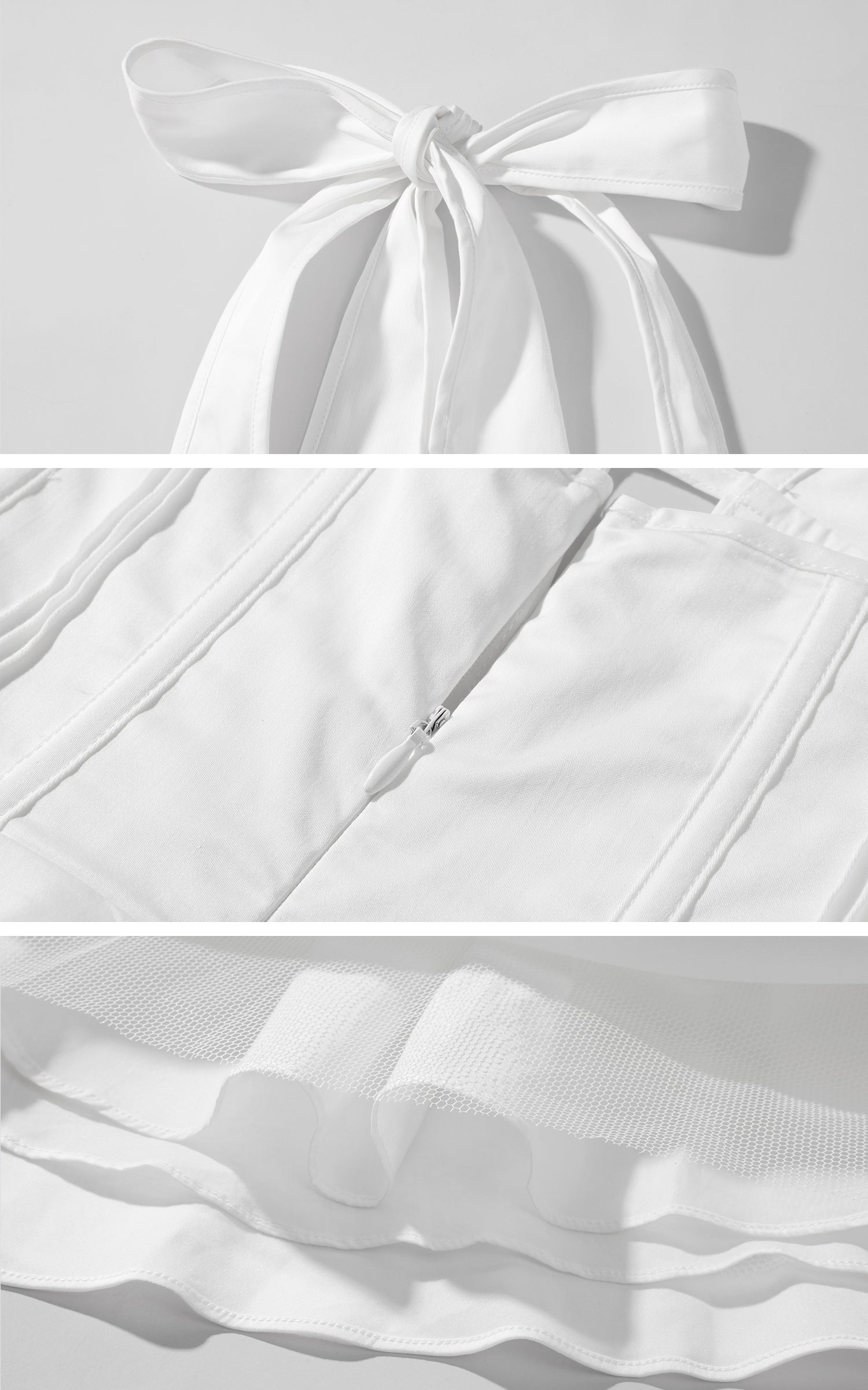 ROVENTE Deep V Halter Mini Dress with Flared Skirt - PINKPARKS