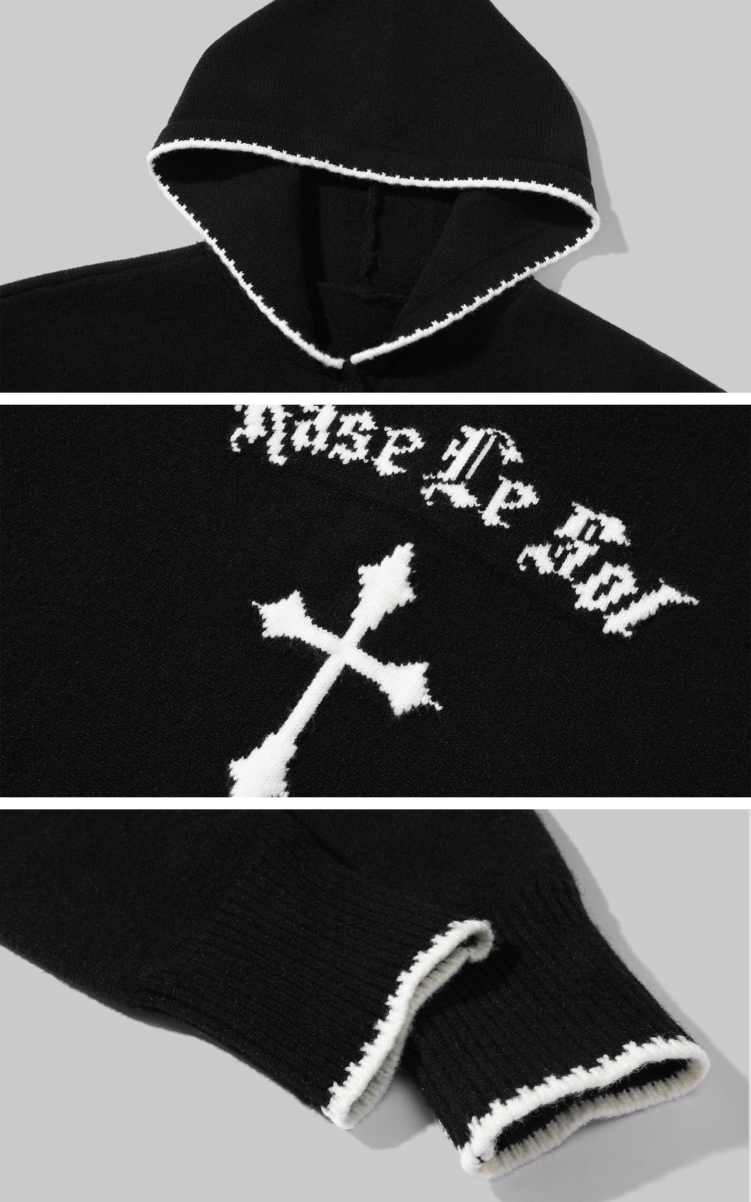 Rase le sol フーディプルオーバーとショーツ付きの修道院ニットウェアセット