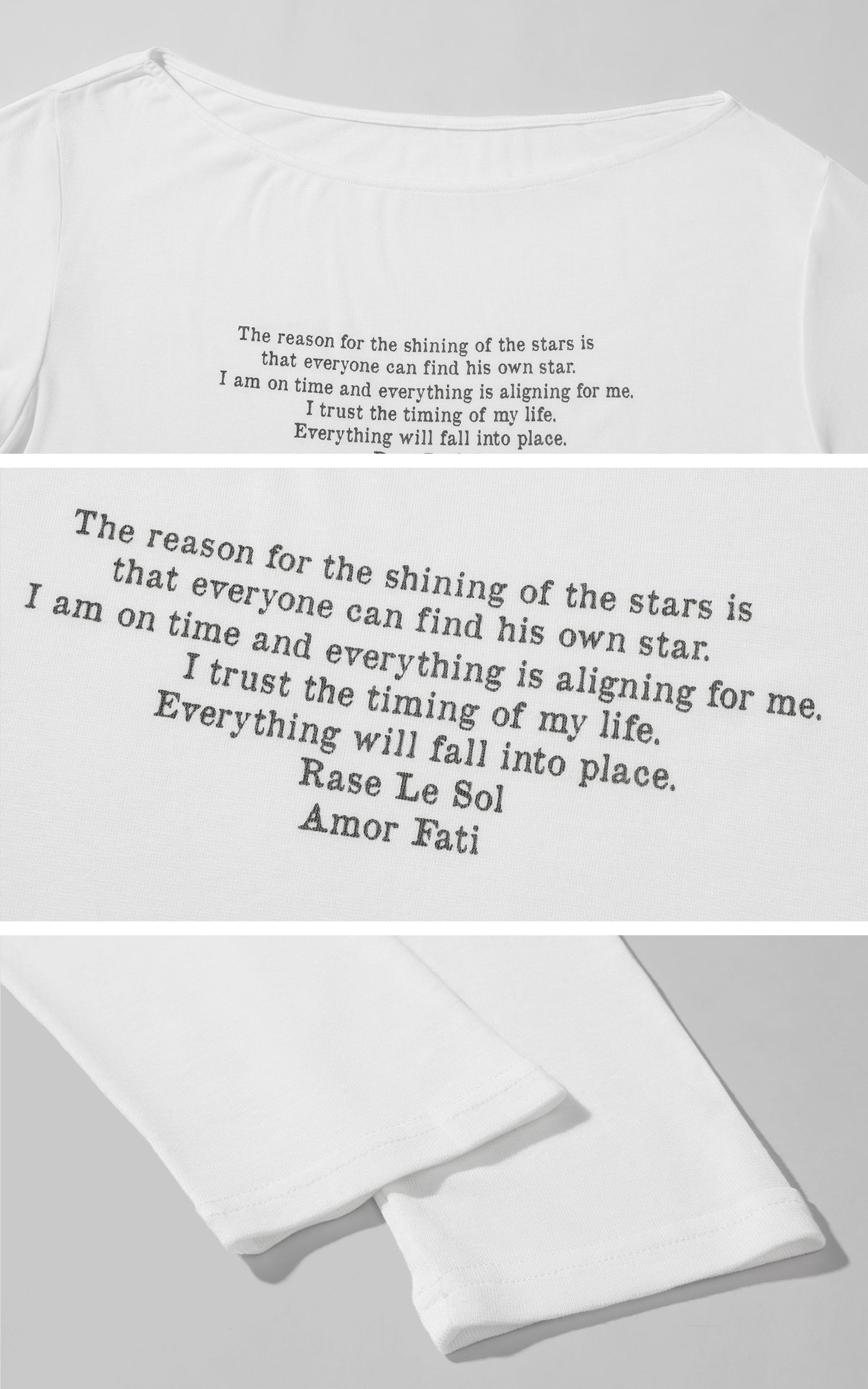 Rase le sol クォートプリント入りセミシアー長袖Tシャツ＋ミニマル三角ブラセット