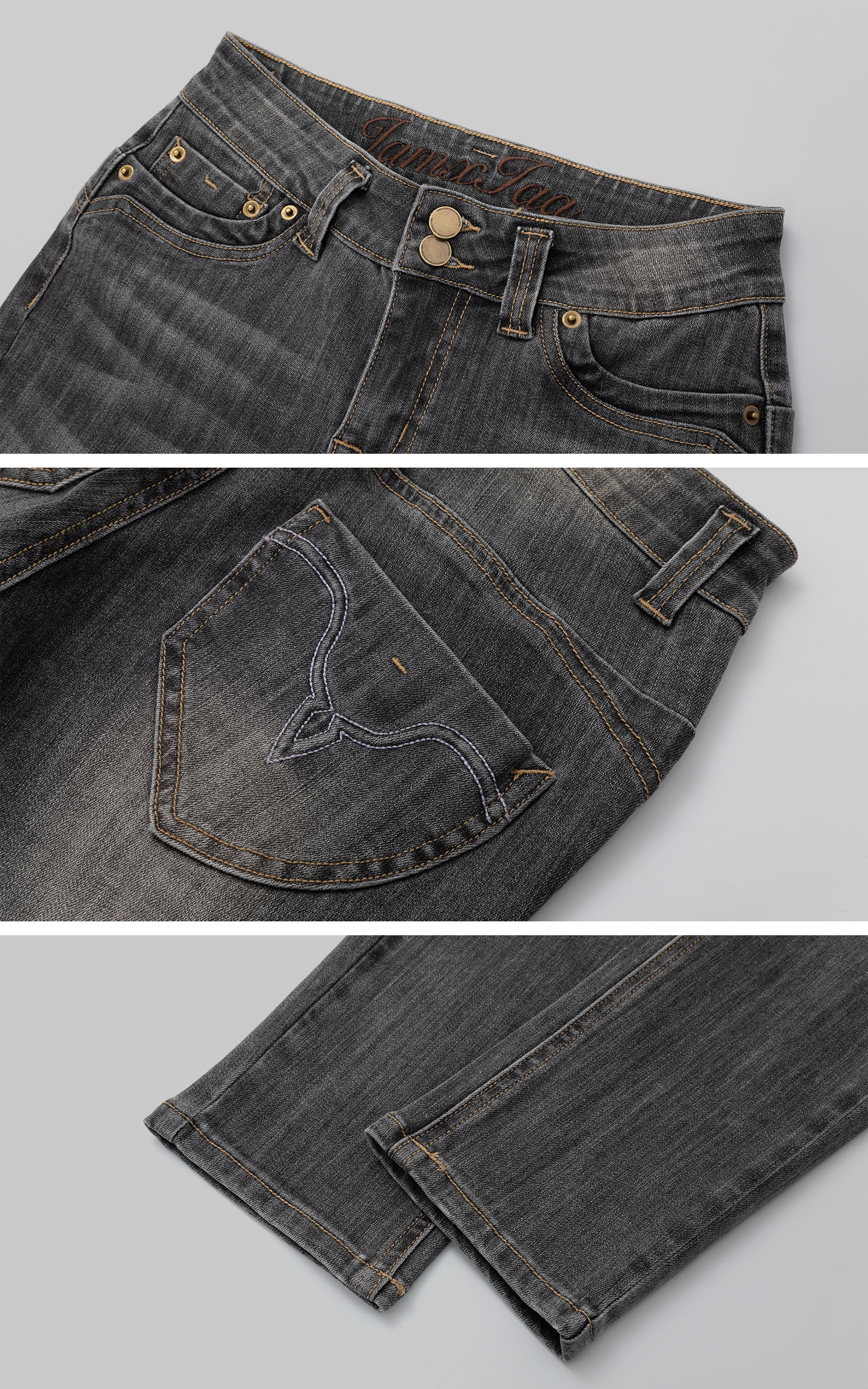 IAMXIAA 薄いスキニーローライズグレーのジーンズ