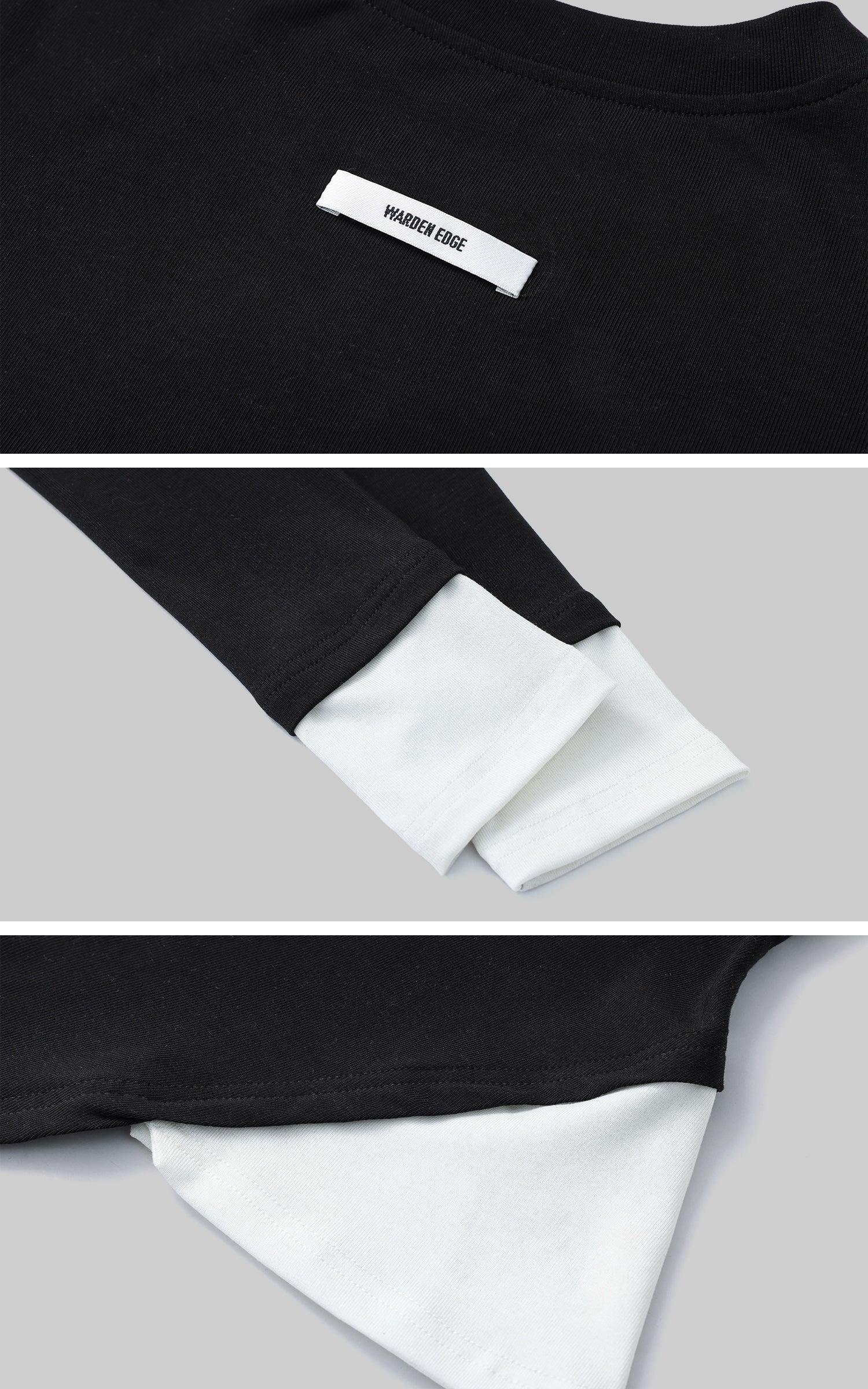 WARDEN EDGE Black Two-Layered Long Sleeve Top - PINKPARKS