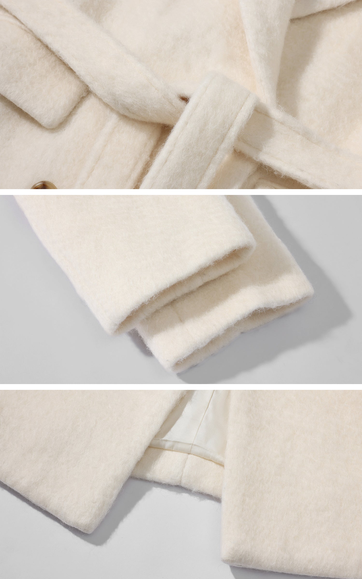 ROVENTE オーバーサイズのショール付きベルトウールコートセット