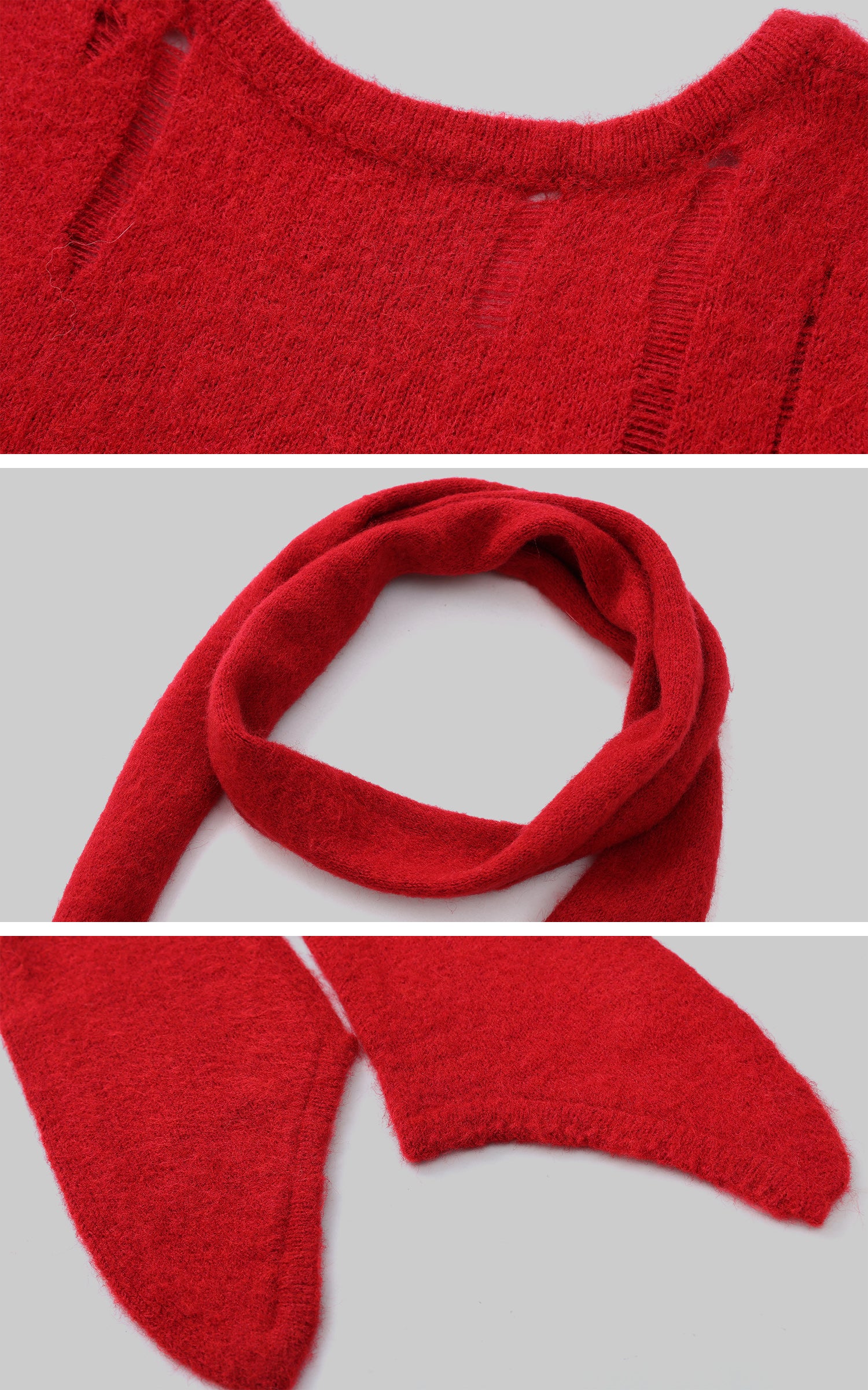 Rase le sol Fitted Knit Dress with Scarf - PINKPARKS