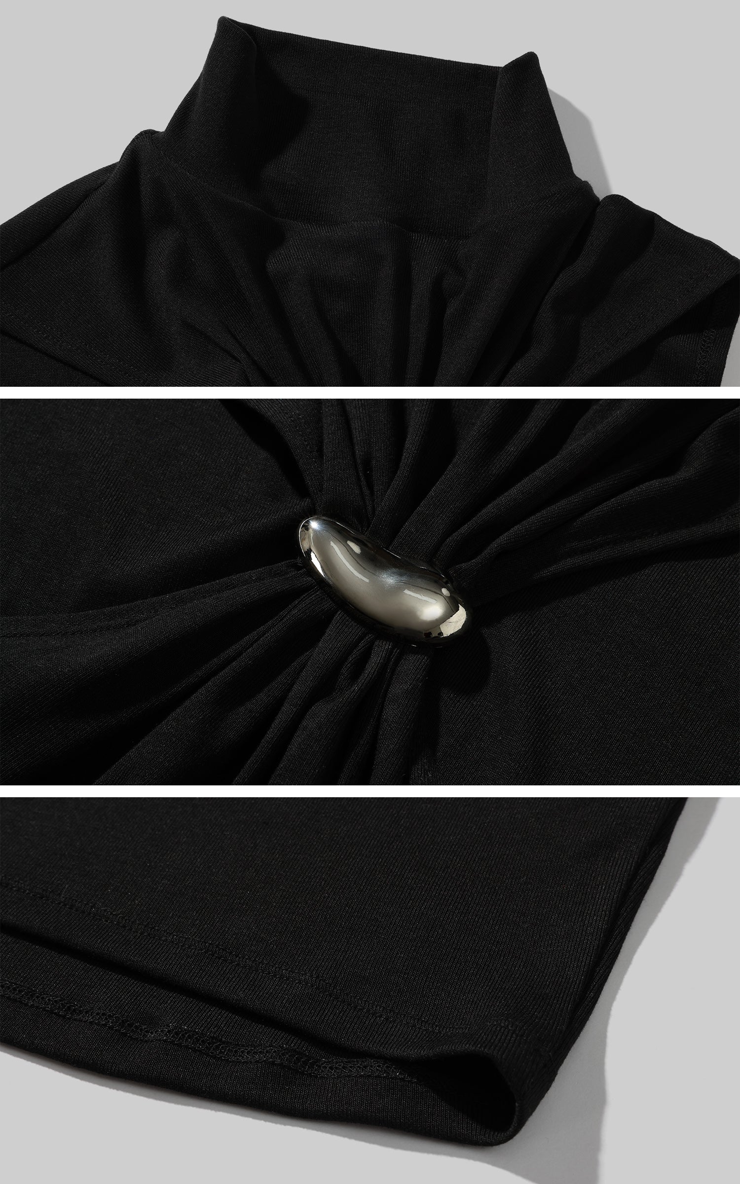 ROVENTE Black Halterneck Top with Metal Clasp - PINKPARKS