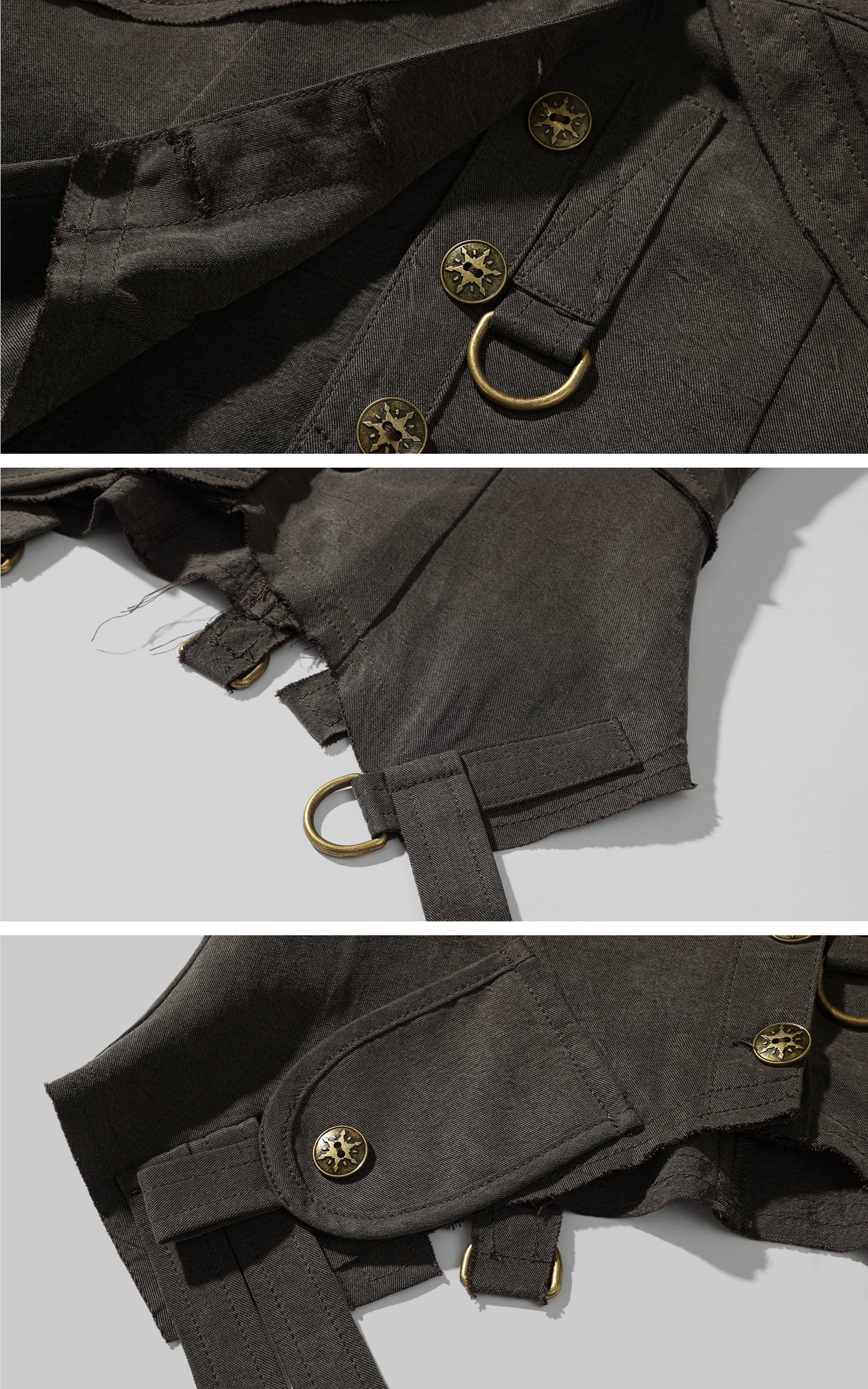 Low pixel ダメージ加工レースアップディープVフィットベスト