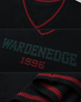 WARDEN EDGE Oversized V-Neck Sweater with Retro Lettering - PINKPARKS