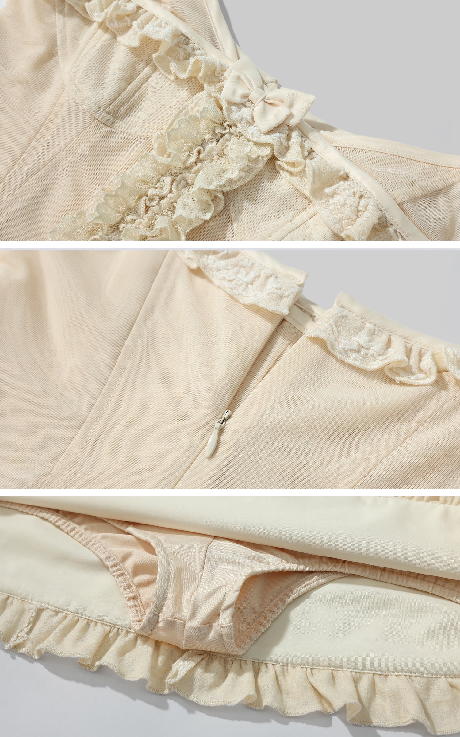 Rase le sol Lace Trim Slip Dress - PINKPARKS