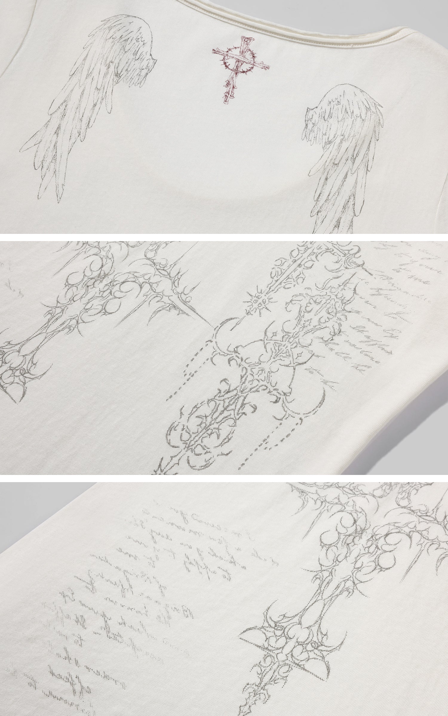 Low pixel ゴシッククロスウィングプリントフィットロングスリーブTシャツ