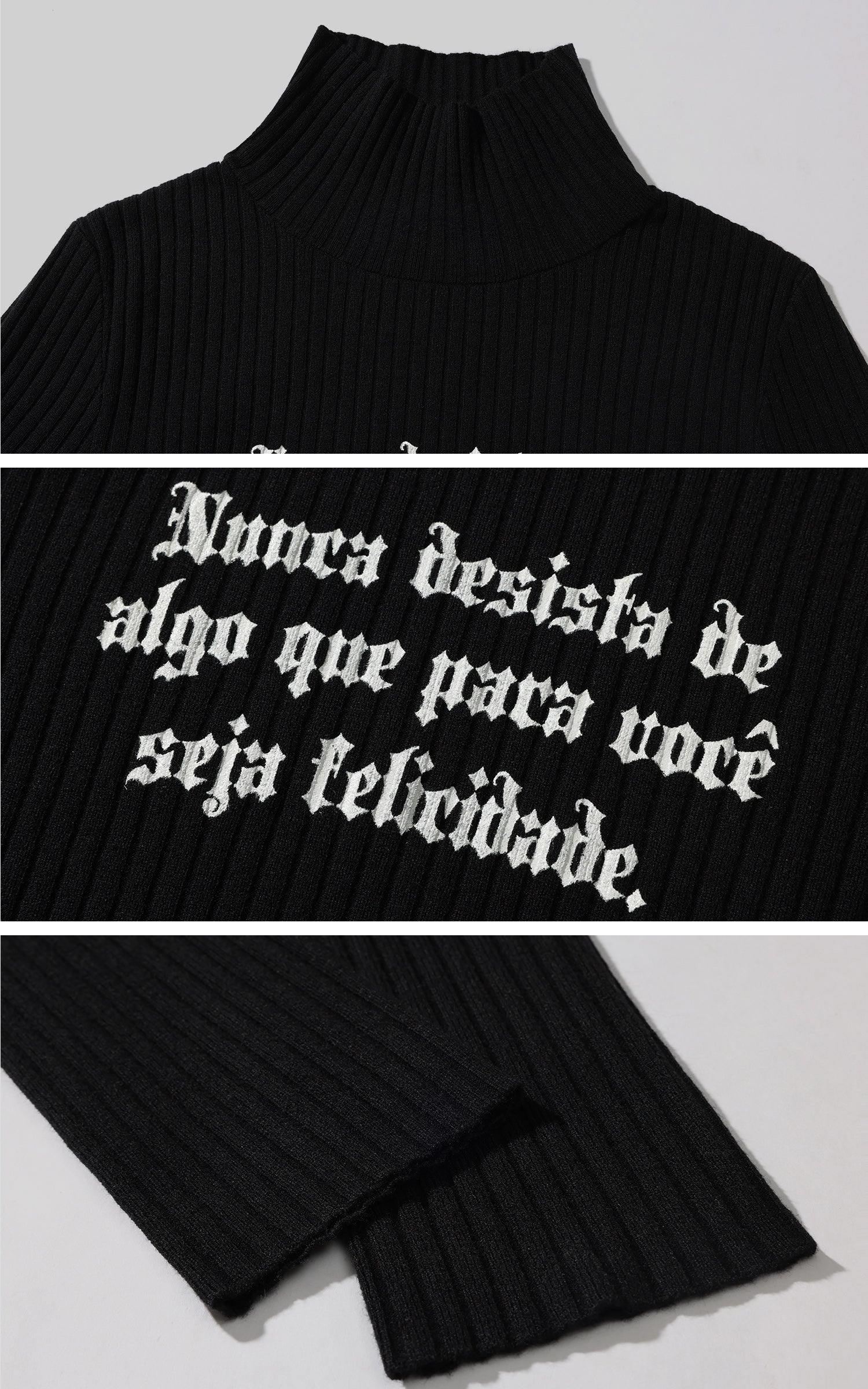 Rase le sol ゴシックレターリブタートルネックニット