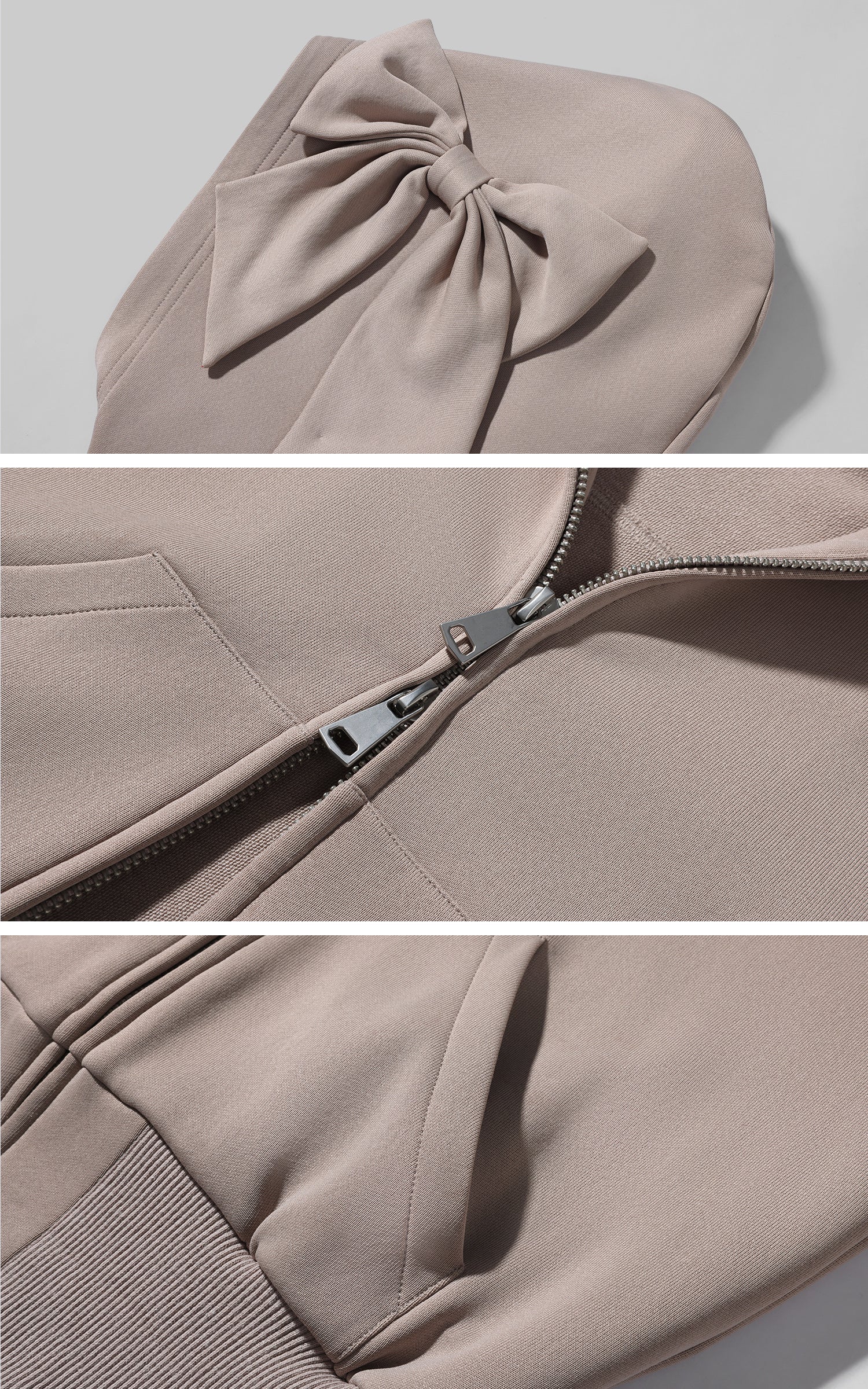 WARDEN EDGE Bow Hood Cropped Zip Hoodie and Pleated Mini Skirt Set