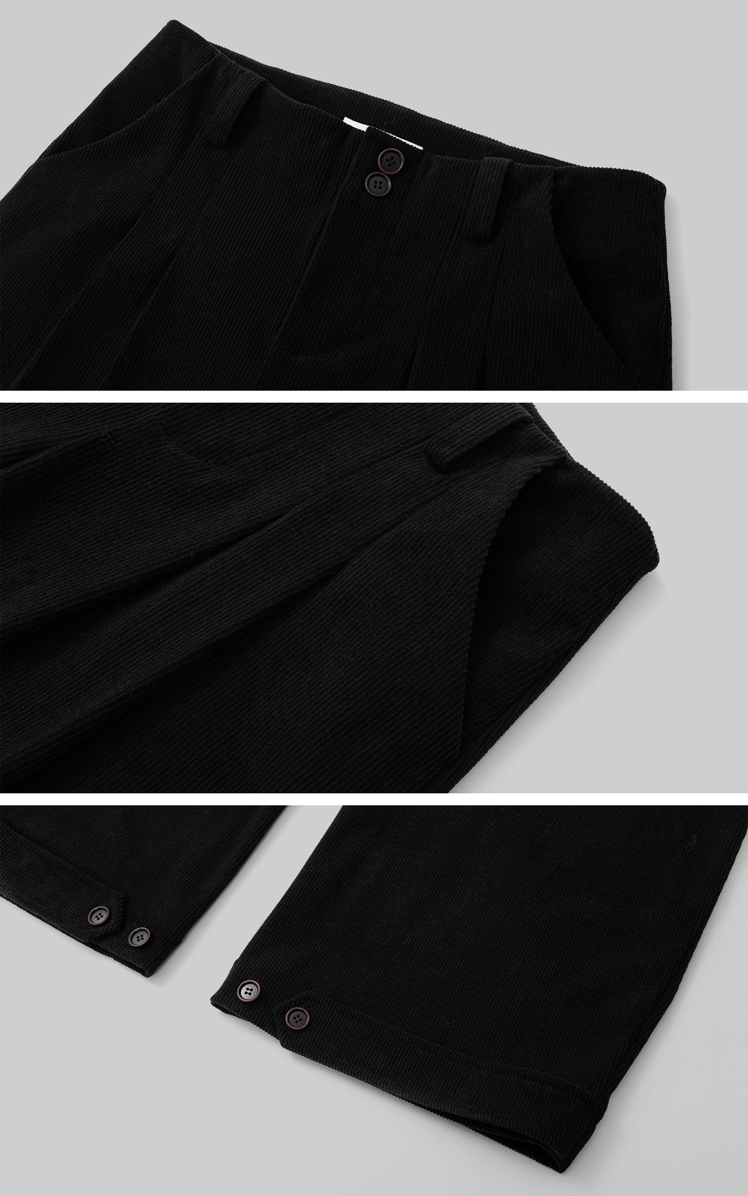 IAMXIAA リブ編みワイドレッグカジュアルパンツ